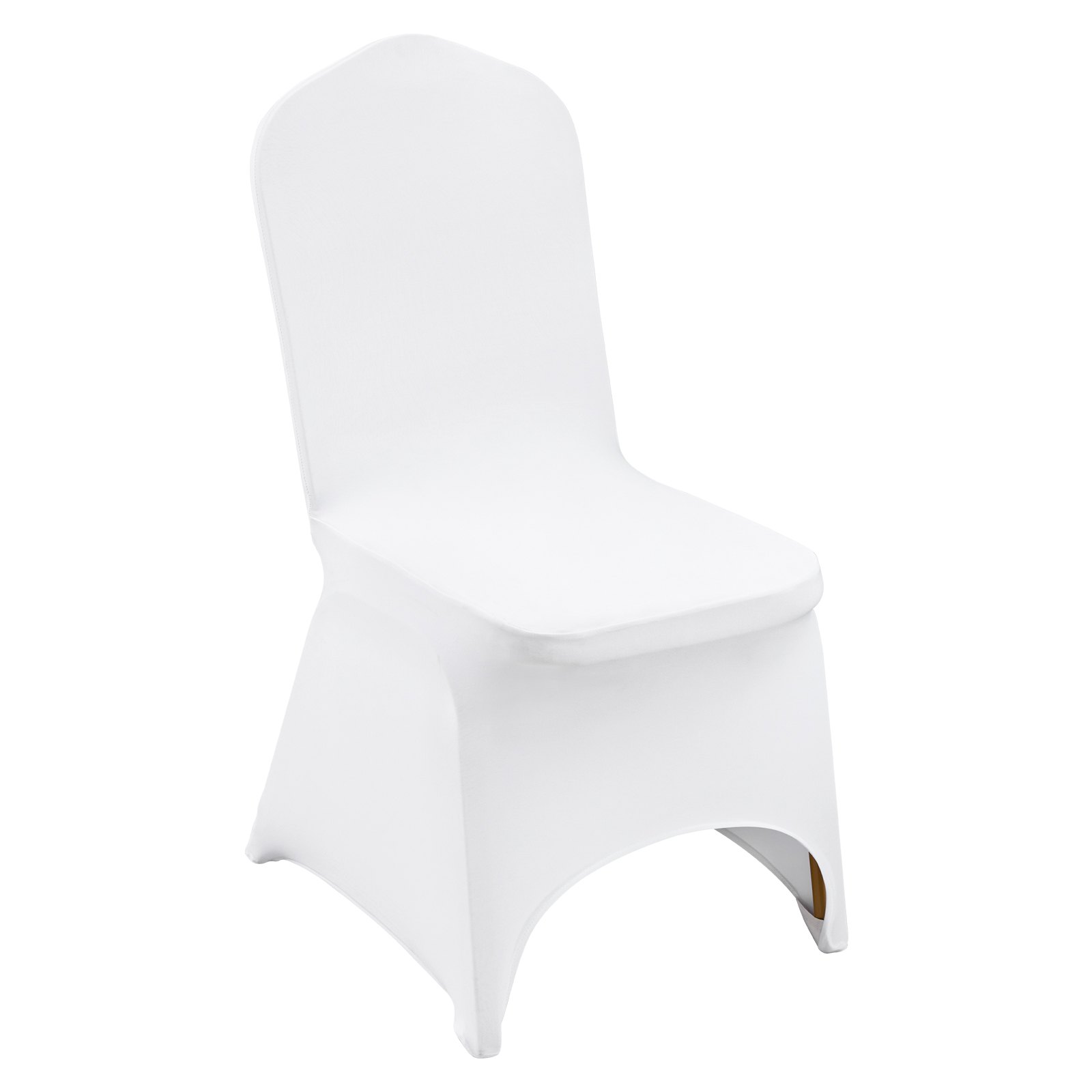 Stretch Spandex Folding Chair Covers, Universal Fitted Arched Front Cover, Removable Washable Protective Slipcovers, for Wedding, Holiday, Banquet, Party, Celebration, Dining (100PCS White) - Image 1