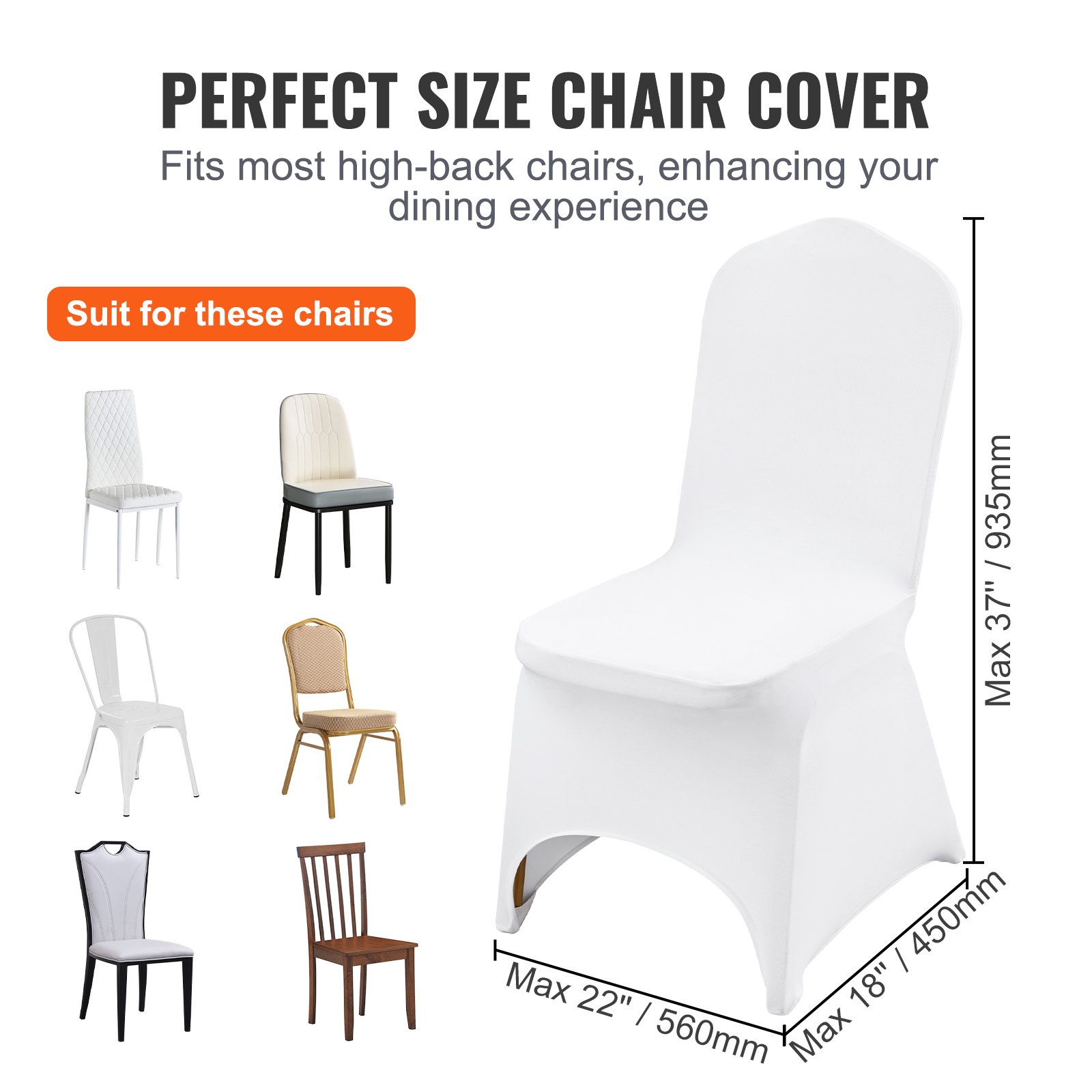 Stretch Spandex Folding Chair Covers, Universal Fitted Arched Front Cover, Removable Washable Protective Slipcovers, for Wedding, Holiday, Banquet, Party, Celebration, Dining (100PCS White) - Image 3