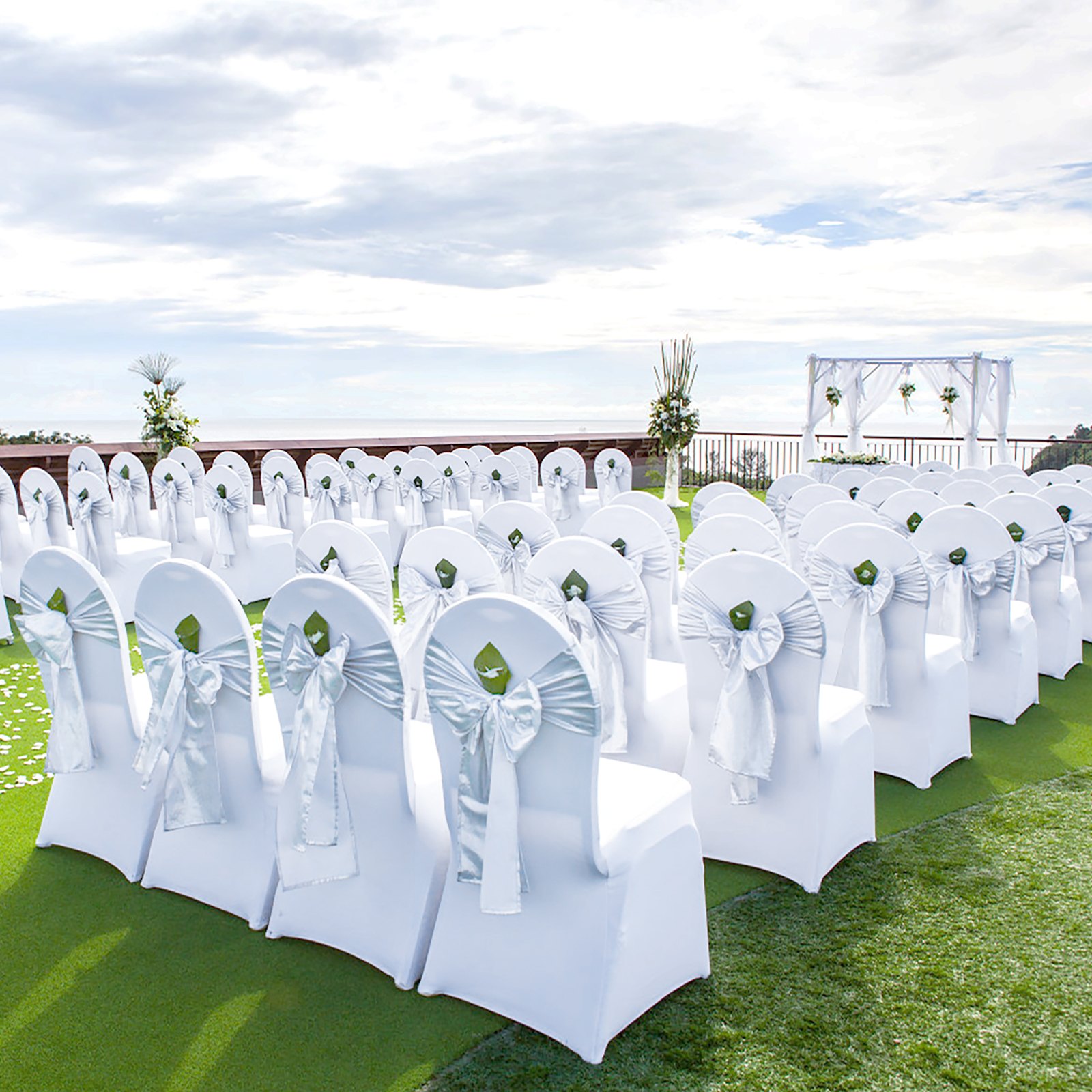 Stretch Spandex Folding Chair Covers, Universal Fitted Arched Front Cover, Removable Washable Protective Slipcovers, for Wedding, Holiday, Banquet, Party, Celebration, Dining (100PCS White) - Image 8