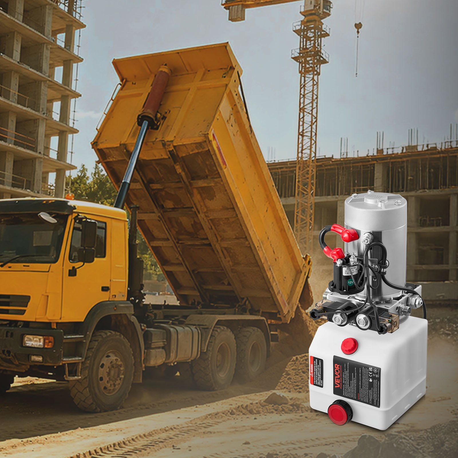 3 L Hydraulic Power Unit, Double Acting Dump Trailer Pump, 22 MPa Max Relief Pressure & 3.4 L/min Flow Rate, DC 12V Hydraulic Pump with Metal Reservoir for Dump Trailer Car Lifting - Image 8