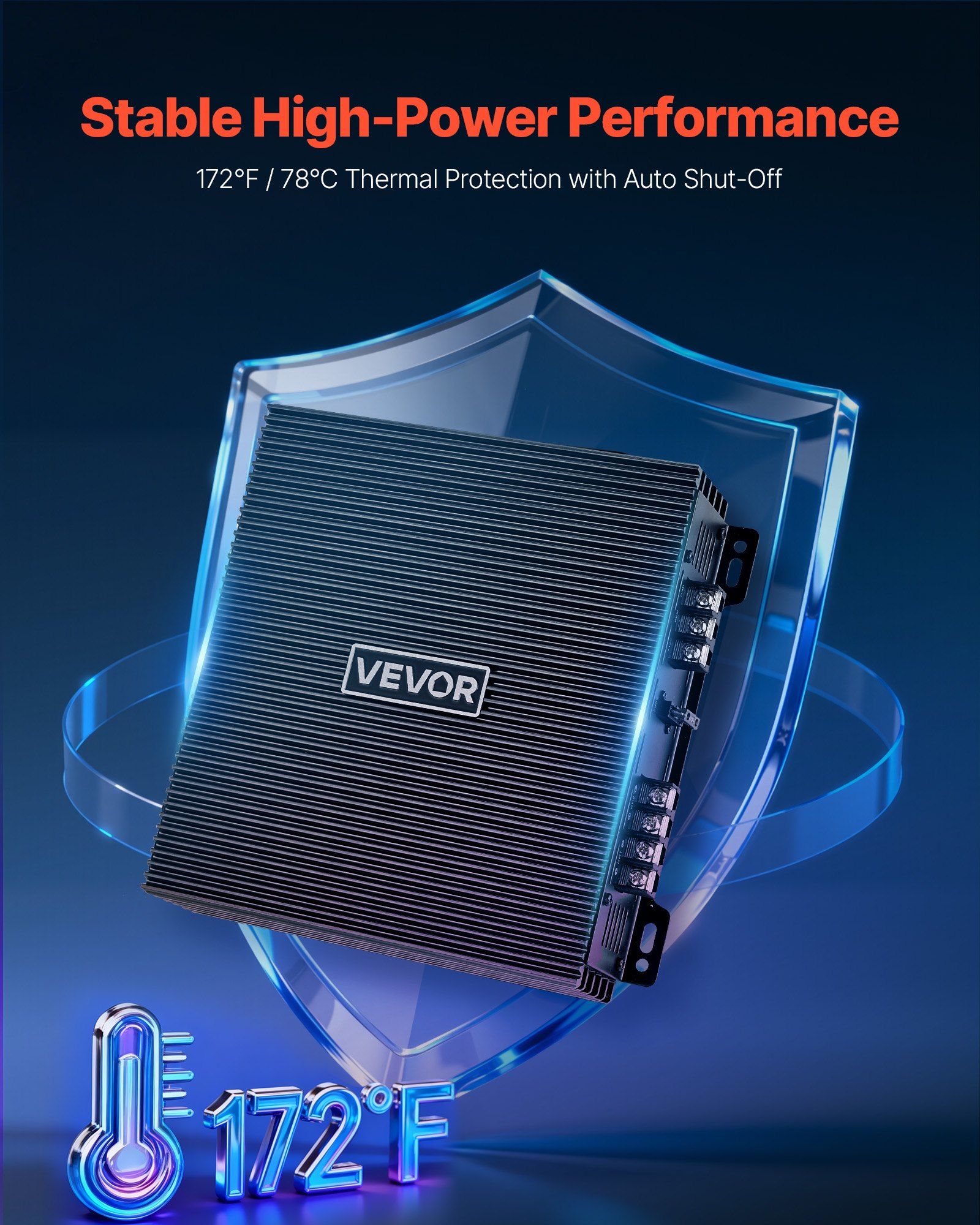 Car Audio Amplifier, 2-Channel Bridgeable Car Amplifier, Full-Range Class AB Stereo Amp, Max. 2 x 300W at 4 Ohms / 2 x 600W at 2 Ohms, High Output, for SUVs, Pickups, and Off-Road Vehicles - Image 4