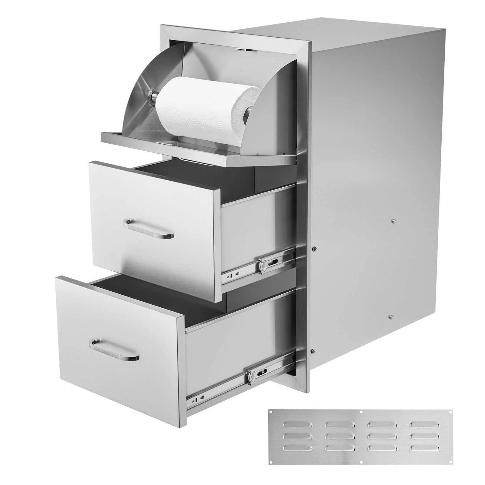 Flush triple access drawer raised style height triple drawer, 76 x 43 cm,stainless steel - Image 1