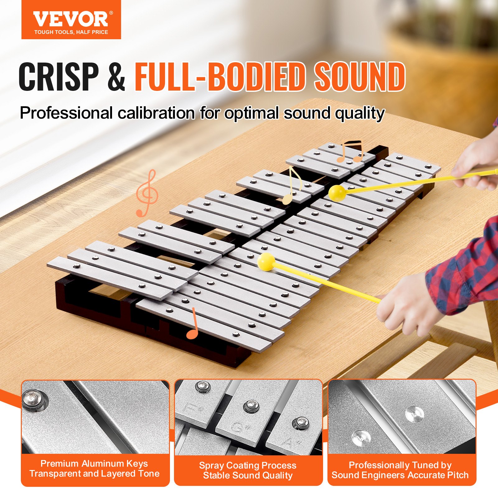 32 Note Glockenspiel Xylophone Bell Kit, Percussion Instrument with Mallets, Drum Sticks and Carrying Bag, Professional Glockenspiel Xylophone Percussion Instrument Set for Adults & Students - Image 2