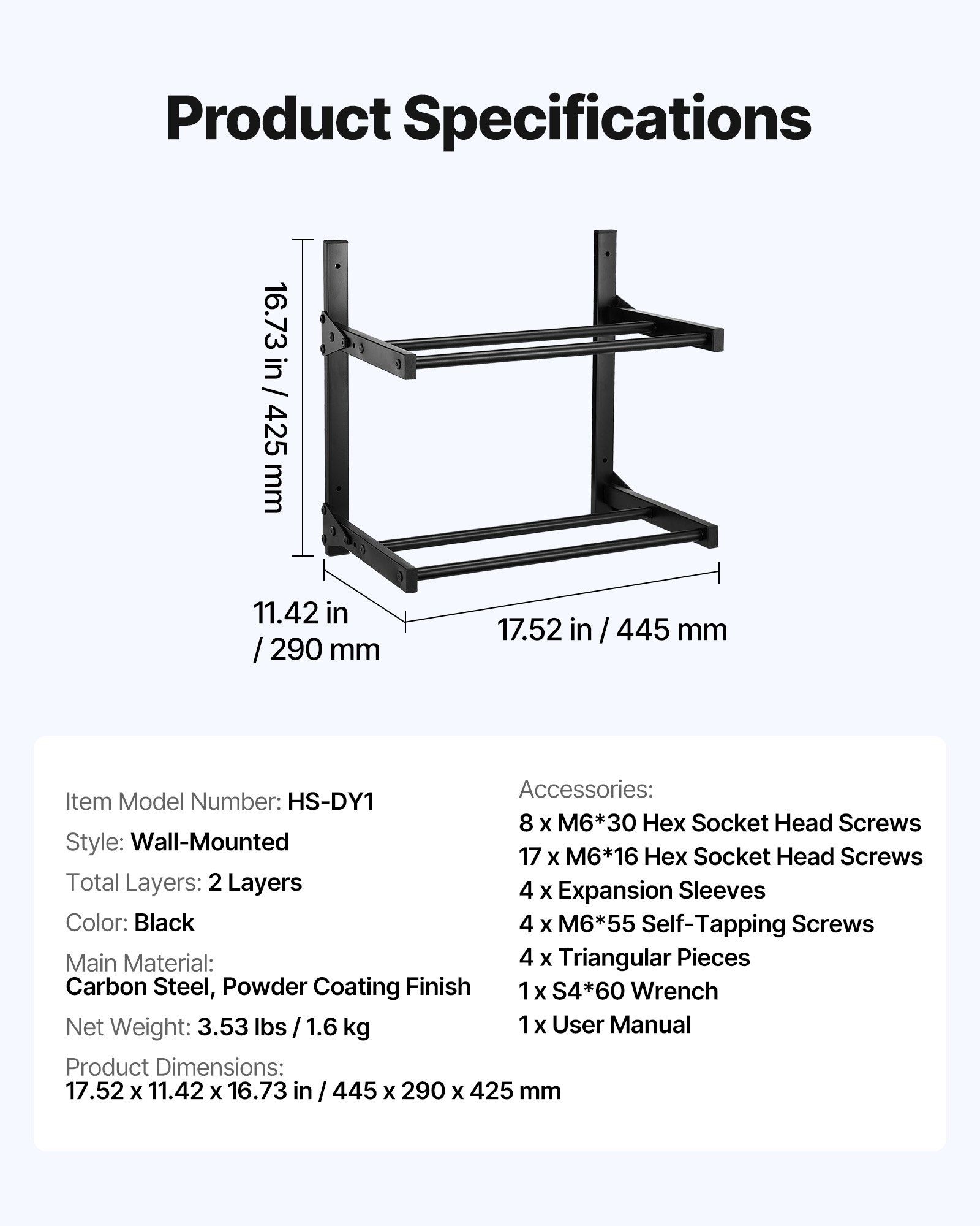 Wall Mount Printer Filament Storage Rack, 2-Tier Wall Bracket Storage Shelf, Rolling Filament Spool Holders Racks with Wheels, Filaments Organzied for 3D Printing Studio, Workshop (Shelf Only) - Image 7
