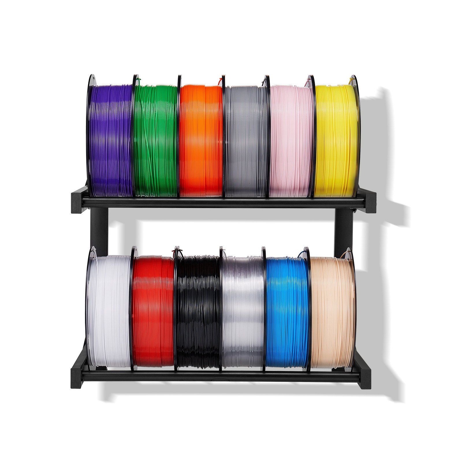 Wall Mount Printer Filament Storage Rack, 2-Tier Wall Bracket Storage Shelf, Rolling Filament Spool Holders Racks with Wheels, Filaments Organzied for 3D Printing Studio, Workshop (Shelf Only) - Image 8