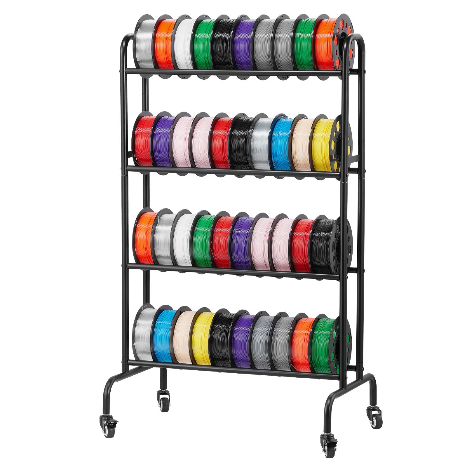 3D Printer Filament Storage Rack, 4 Tier Heavy Duty Storage Shelf, Rolling Filament Spool Holders Racks with Wheels, Filaments Organzied for 3D Printing Station, Office, Workshop (Shelf Only) - Image 1