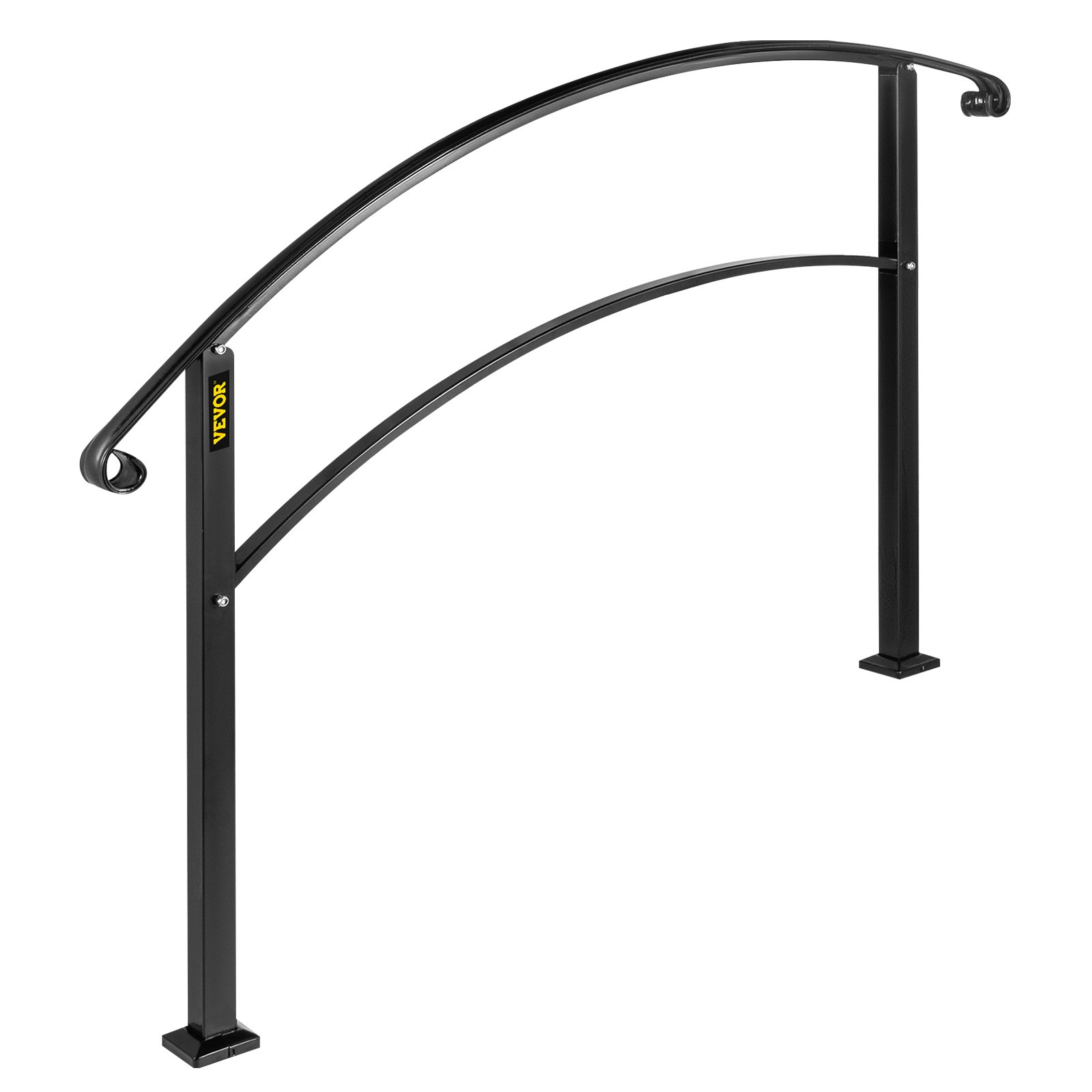 4-Step Handrail Fits 1 or 4 Steps Matte Black Stair Rail Wrought Iron Handrail with Installation Kit Hand Rails for Outdoor Steps - Image 1