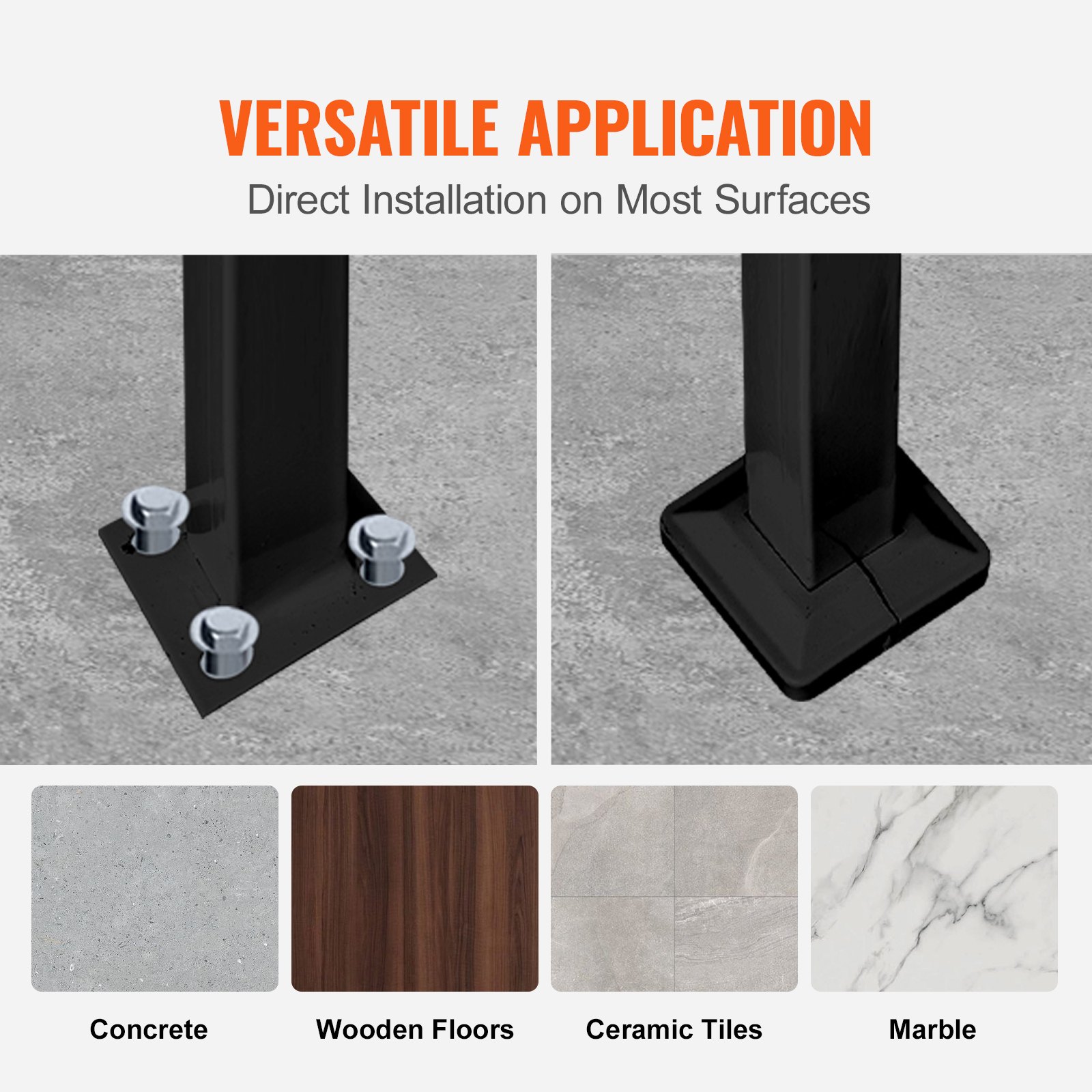 4-Step Handrail Fits 1 or 4 Steps Matte Black Stair Rail Wrought Iron Handrail with Installation Kit Hand Rails for Outdoor Steps - Image 5