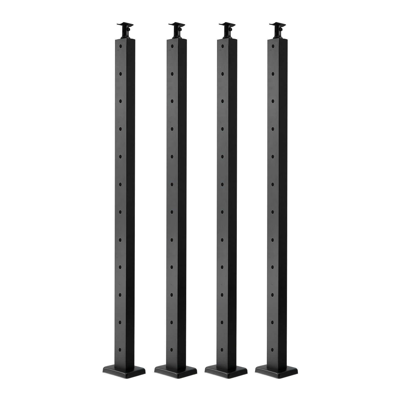 4-Pack Cable Railing Post, 1067x25x50 mm Horizontal-Hole Deck Railing Post with Pre-Drilled Holes, Stainless Steel Cable Rail Post with Horizontal and Curved Bracket, Black, 4JZLGZXHS106REP67001V0 - Image 1