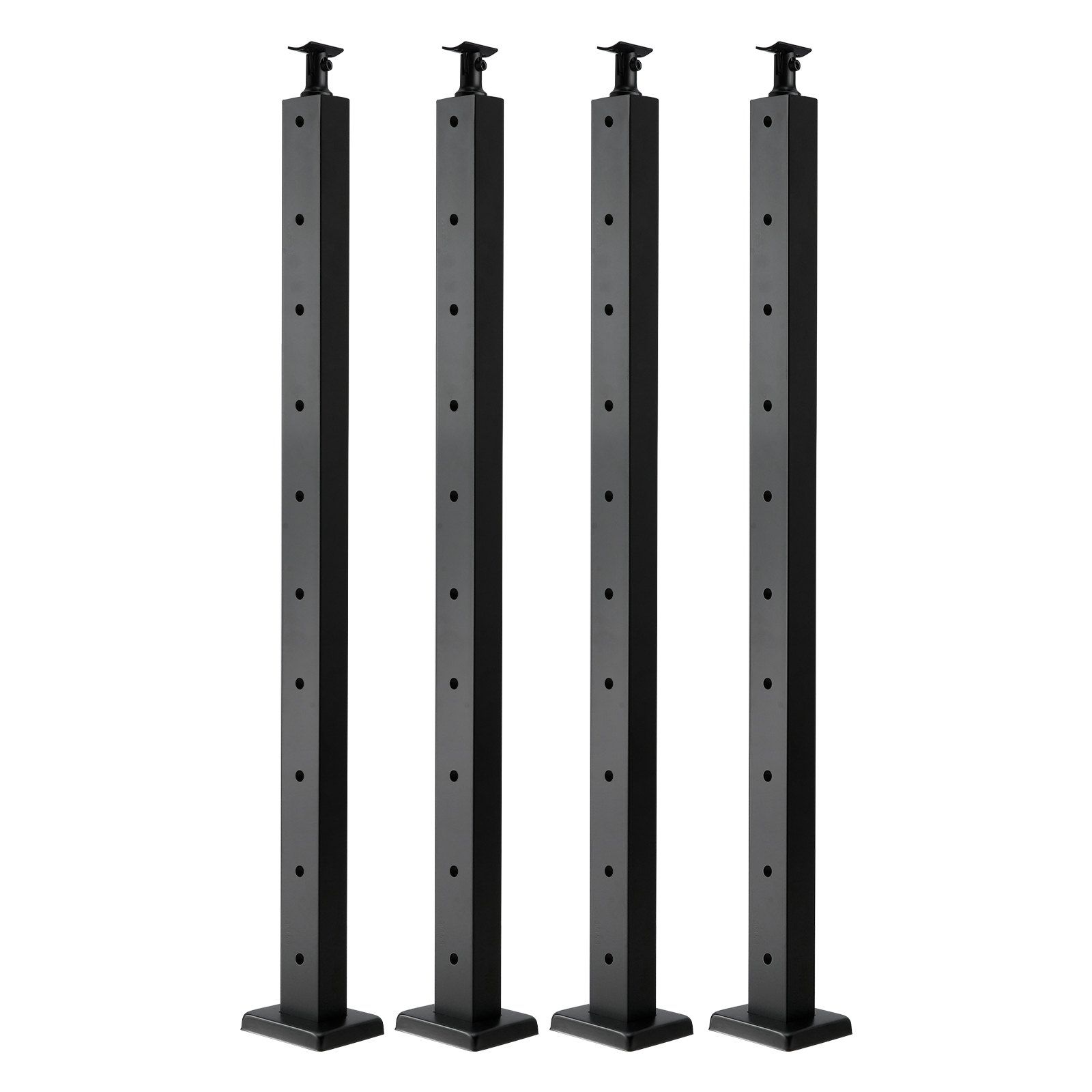4-Pack Cable Railing Post, 914x25x50 mm Horizontal-Hole Deck Railing Post with Pre-Drilled Holes, Stainless Steel Cable Rail Post with Horizontal & Curved Bracket, Black, 4JZLGZXHS914UUOI6001V0 - Image 1