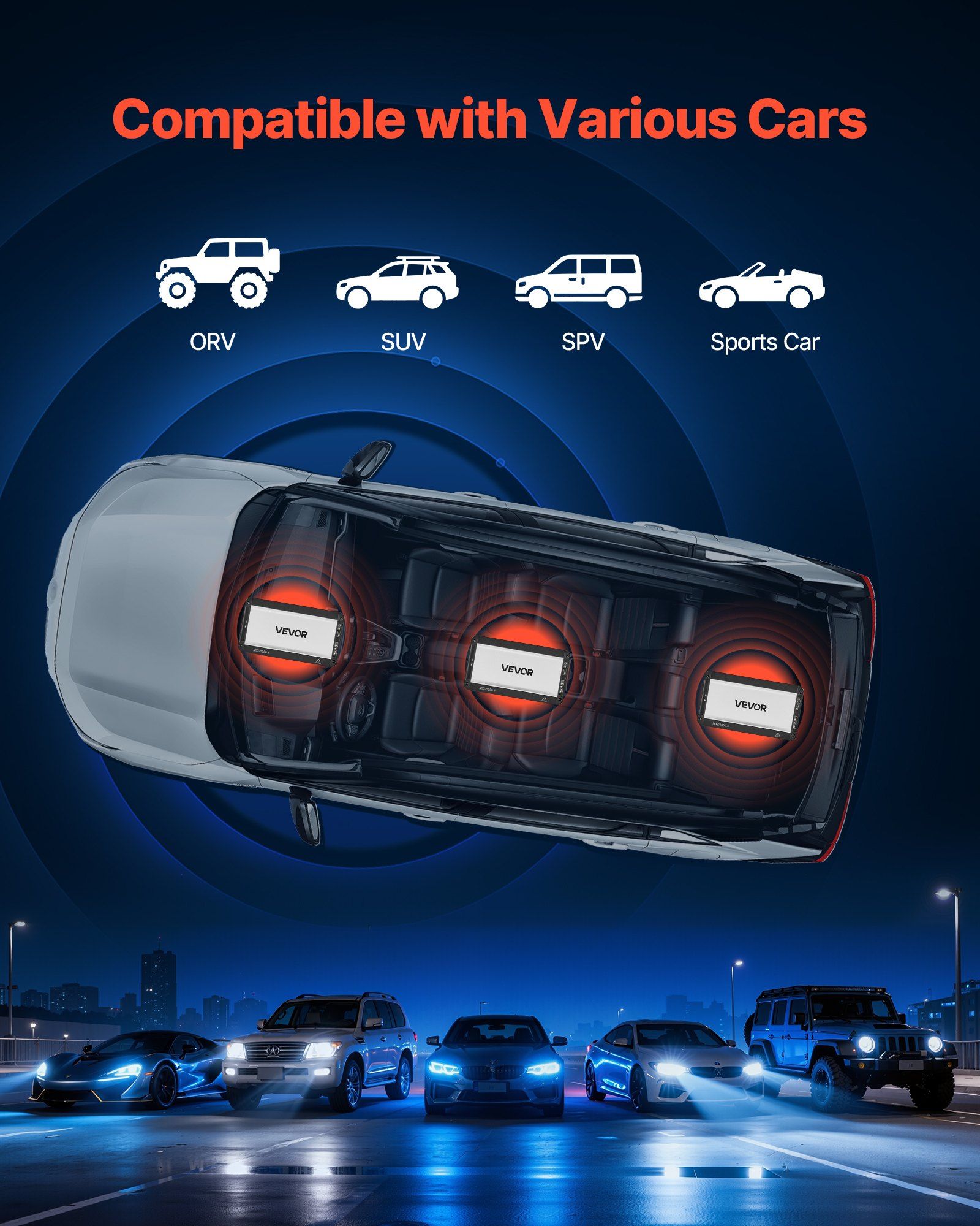 Car Audio Amplifier, 4-Channel Bridgeable Car Amplifier, Multichannel Class D Stereo Amp, Max. 4 x 500W at 4 Ohms / 4 x 1000W at 2 Ohms, High Output, for SUVs, Pickups, and Off-Road Vehicles - Image 6