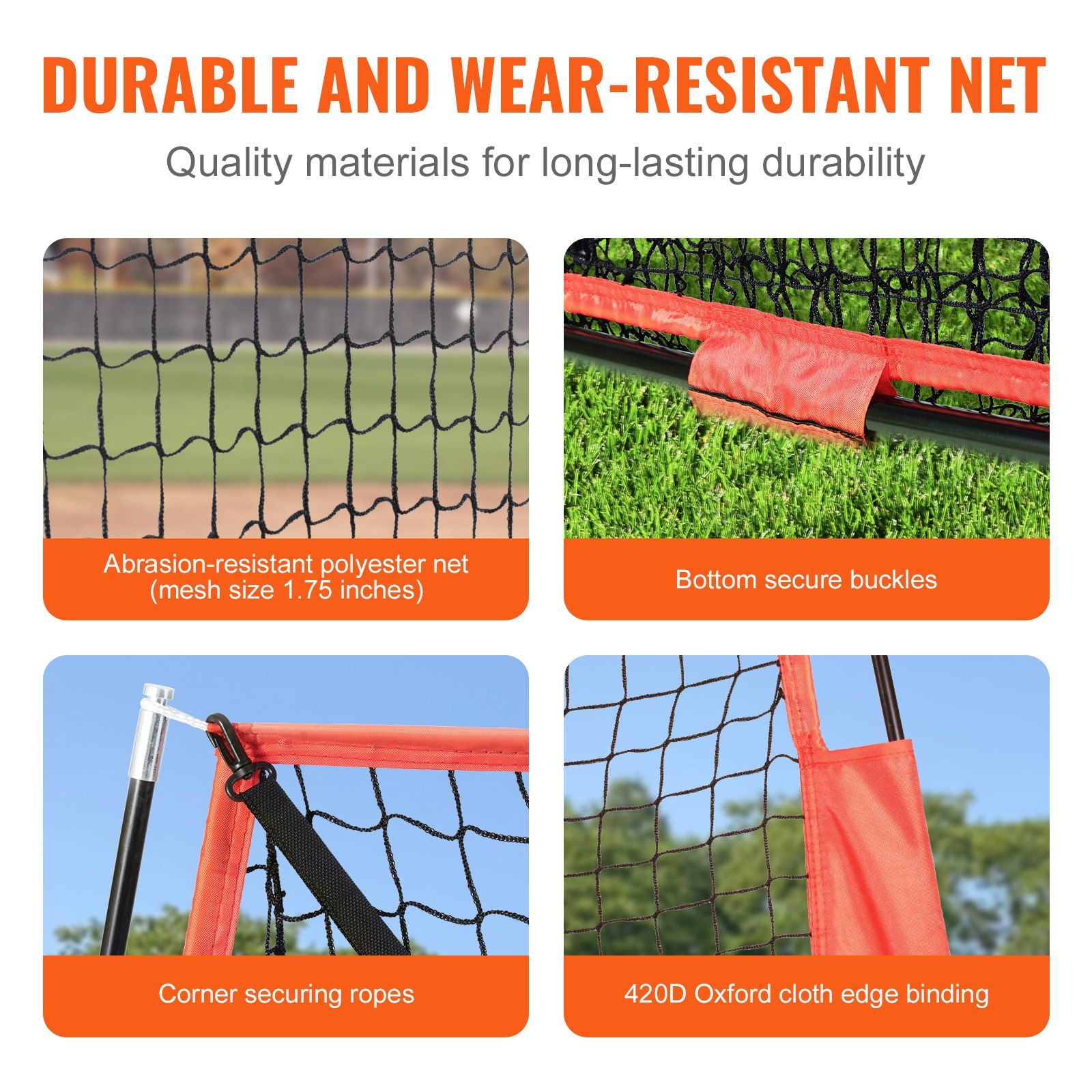 5x5 Baseball Softball Practice Net, Portable Baseball Training Net for Hitting Batting Catching Pitching, Backstop Baseball Equipment with Bow Frame, Carry Bag, Strike Zone, Ball, Batting Tee - Image 4