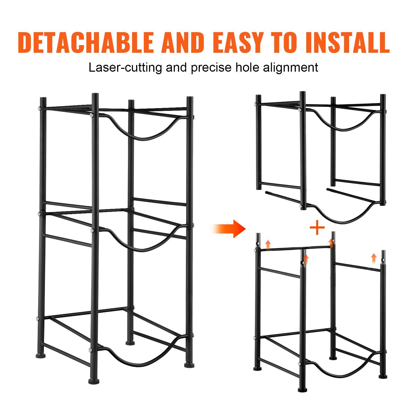 3 Tiers Water Jug Holder, 5 Gallon Water Bottle Holder, Single Row Water Bottle Rack for 3 Bottles, Heavy Duty Water Jug Rack for Kitchen, Office, Living Room, Black - Image 4