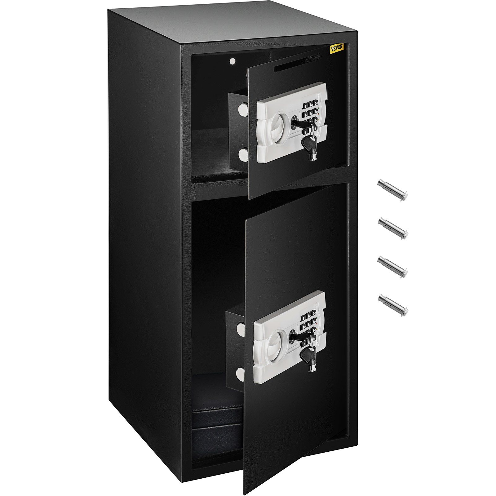 Large Double Door Security Safe Box 2.6 Cubic Feet Steel Safe Box Strong Box with Digital Lock for Money Gun Jewelry Black - Image 1