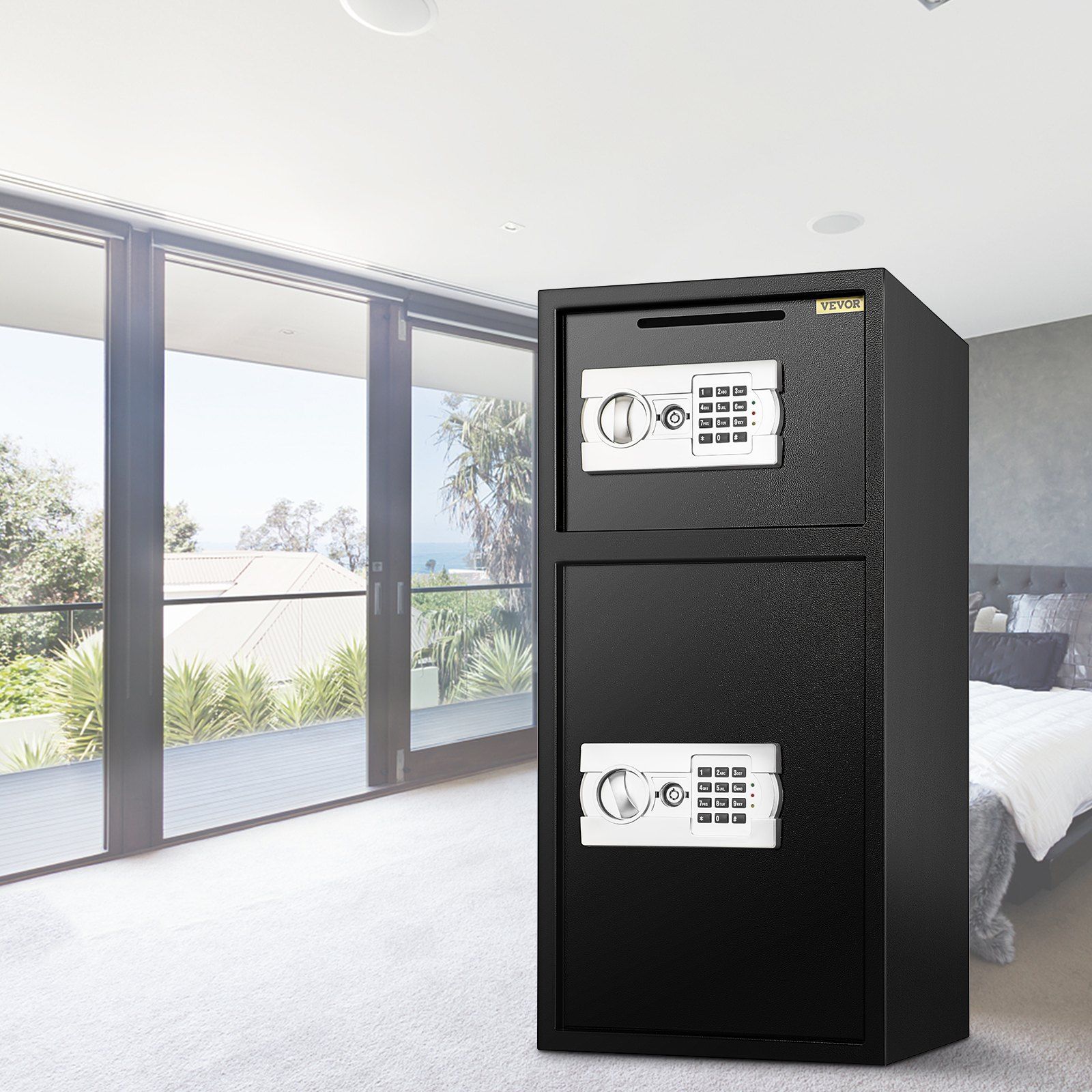 Large Double Door Security Safe Box 2.6 Cubic Feet Steel Safe Box Strong Box with Digital Lock for Money Gun Jewelry Black - Image 8