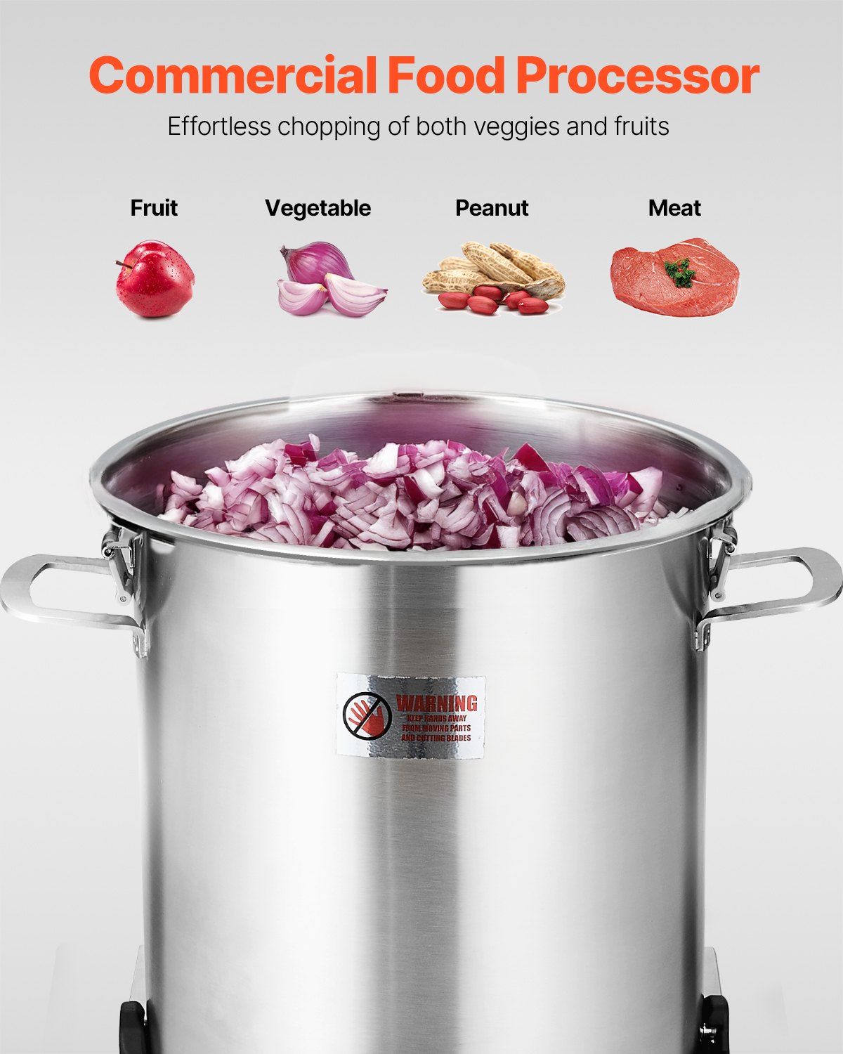 Food Processor & Vegetable Chopper, 18L Food-Grade Stainless Steel Food Processor Chopper with S-Curve Blade and Scraper, Ideal for Chopping Vegetables, Fruit, Grains, Nuts - Image 2