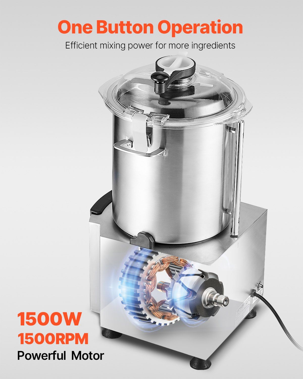 Food Processor & Vegetable Chopper, 18L Food-Grade Stainless Steel Food Processor Chopper with S-Curve Blade and Scraper, Ideal for Chopping Vegetables, Fruit, Grains, Nuts - Image 4