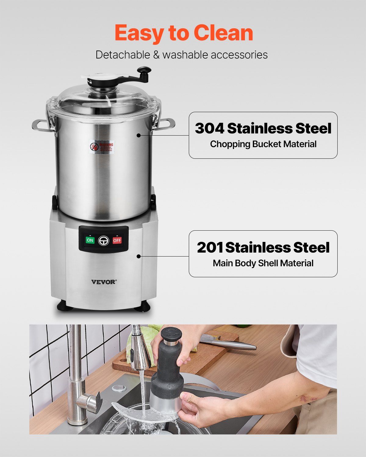 Food Processor & Vegetable Chopper, 18L Food-Grade Stainless Steel Food Processor Chopper with S-Curve Blade and Scraper, Ideal for Chopping Vegetables, Fruit, Grains, Nuts - Image 6