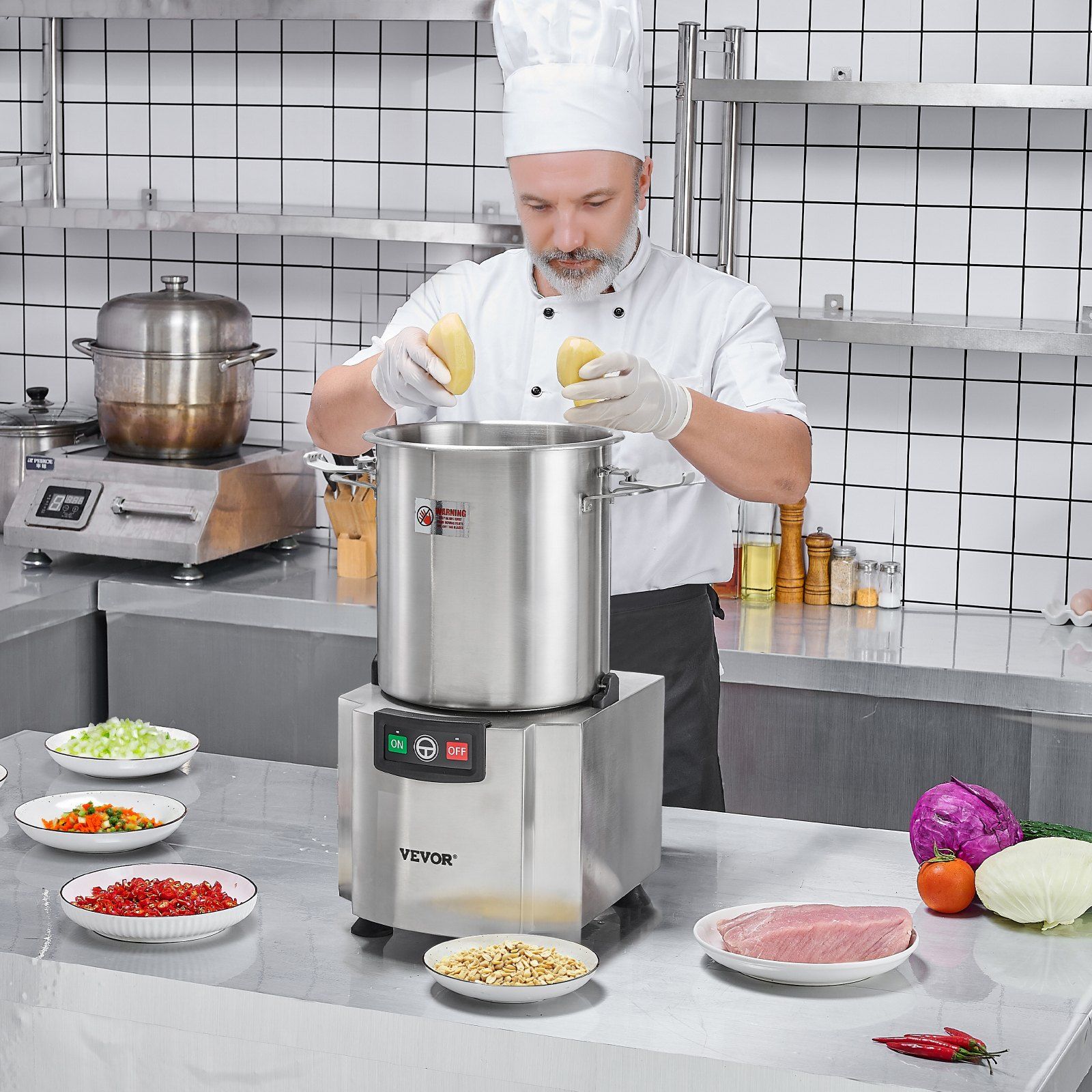 Food Processor & Vegetable Chopper, 18L Food-Grade Stainless Steel Food Processor Chopper with S-Curve Blade and Scraper, Ideal for Chopping Vegetables, Fruit, Grains, Nuts - Image 8