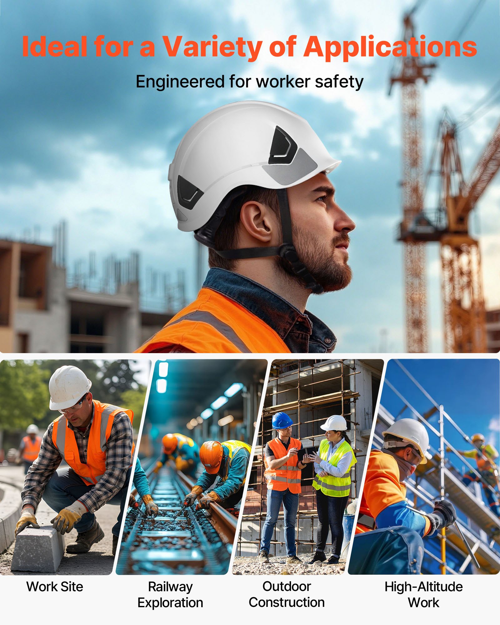 Safety Helmet, ANSI/ISEA Z89.1 Approved ABS Safety Hard Hat with 6-Point Ratchet Suspension, Adjustable Vented Hardhat for Men Women Adults, for Outdoor Indoor Industrial Construction Workwear - Image 6