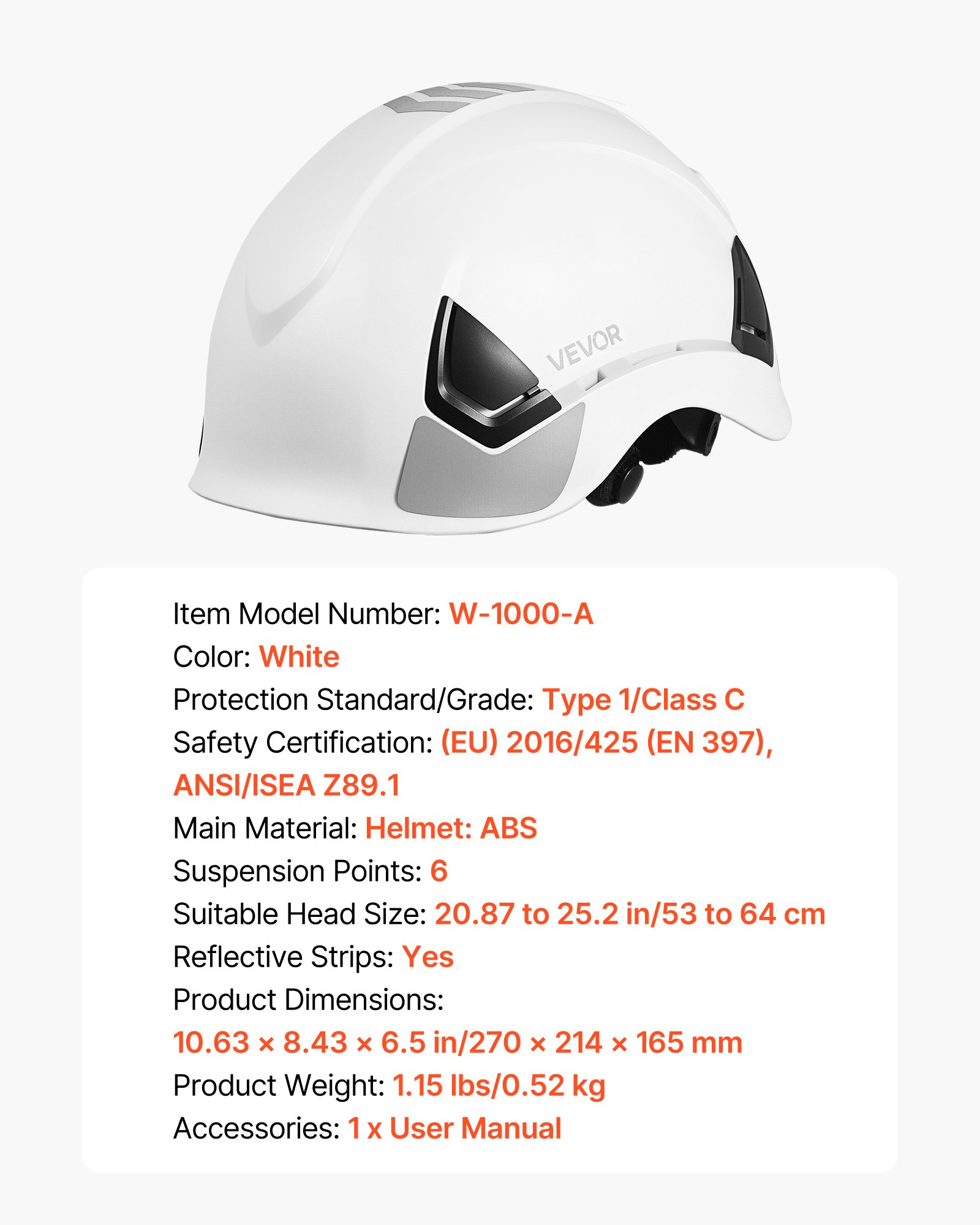Safety Helmet, ANSI/ISEA Z89.1 Approved ABS Safety Hard Hat with 6-Point Ratchet Suspension, Adjustable Vented Hardhat for Men Women Adults, for Outdoor Indoor Industrial Construction Workwear - Image 7