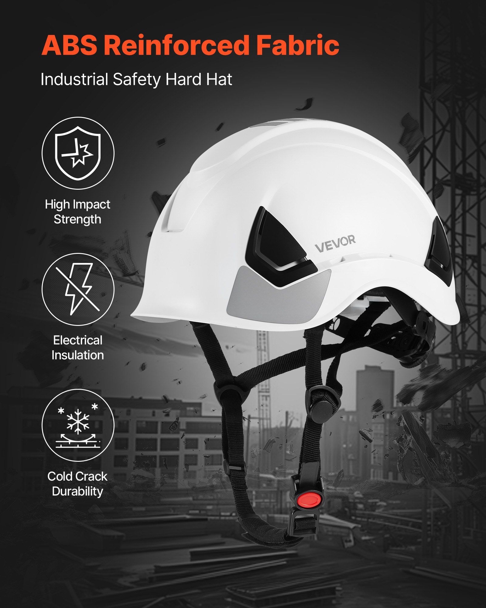 Construction Safety Helmet, ANSI/ISEA Z89.1 Approved ABS Safety Hard Hat with 6-Point Ratchet Suspension, Adjustable Vented Hardhat for Men Women Adults, for Outdoor Indoor Industrial Workwear - Image 3