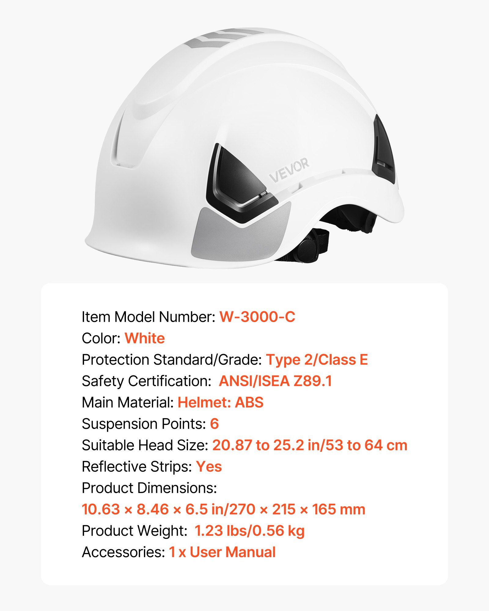 Construction Safety Helmet, ANSI/ISEA Z89.1 Approved ABS Safety Hard Hat with 6-Point Ratchet Suspension, Adjustable Vented Hardhat for Men Women Adults, for Outdoor Indoor Industrial Workwear - Image 7