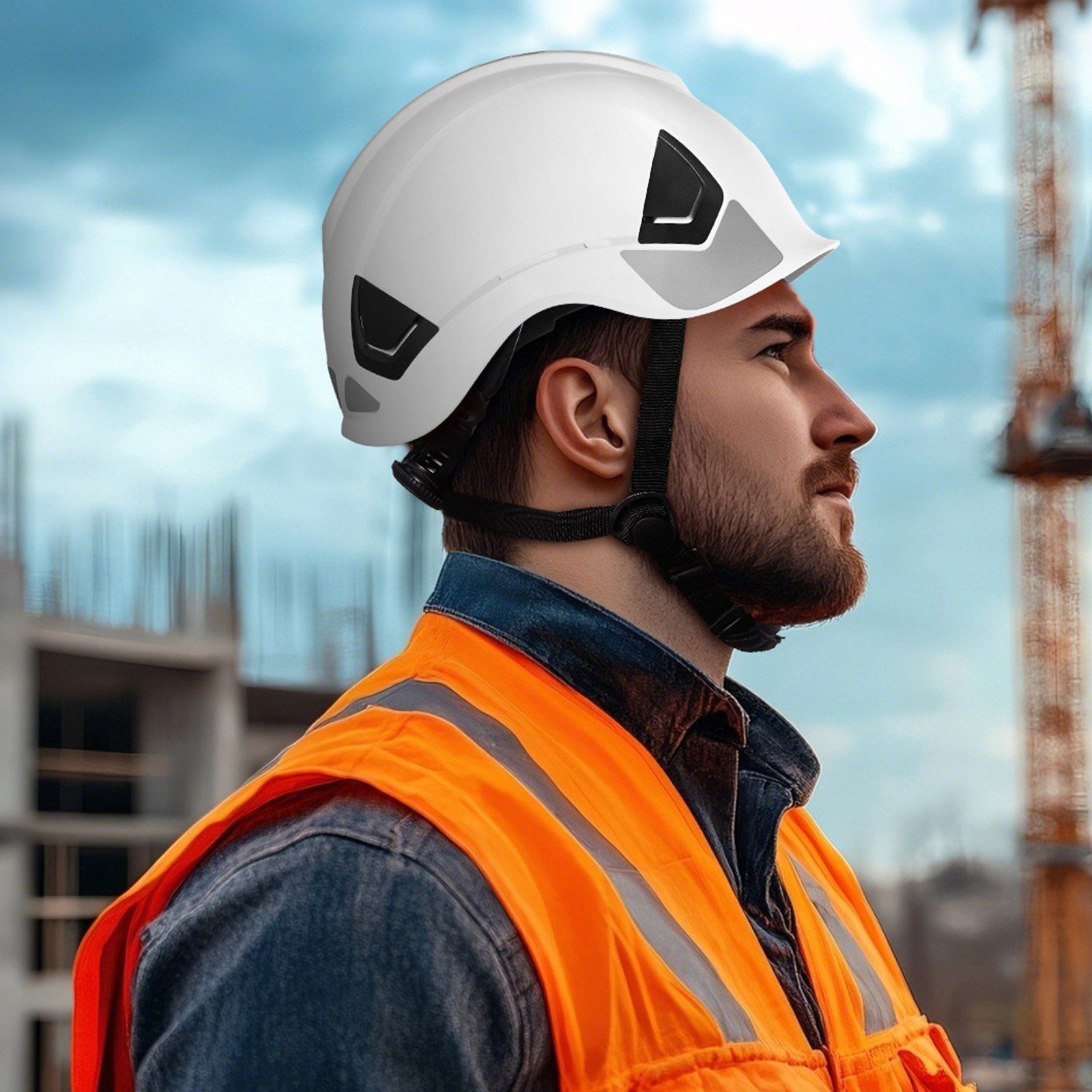 Construction Safety Helmet, ANSI/ISEA Z89.1 Approved ABS Safety Hard Hat with 6-Point Ratchet Suspension, Adjustable Vented Hardhat for Men Women Adults, for Outdoor Indoor Industrial Workwear - Image 8