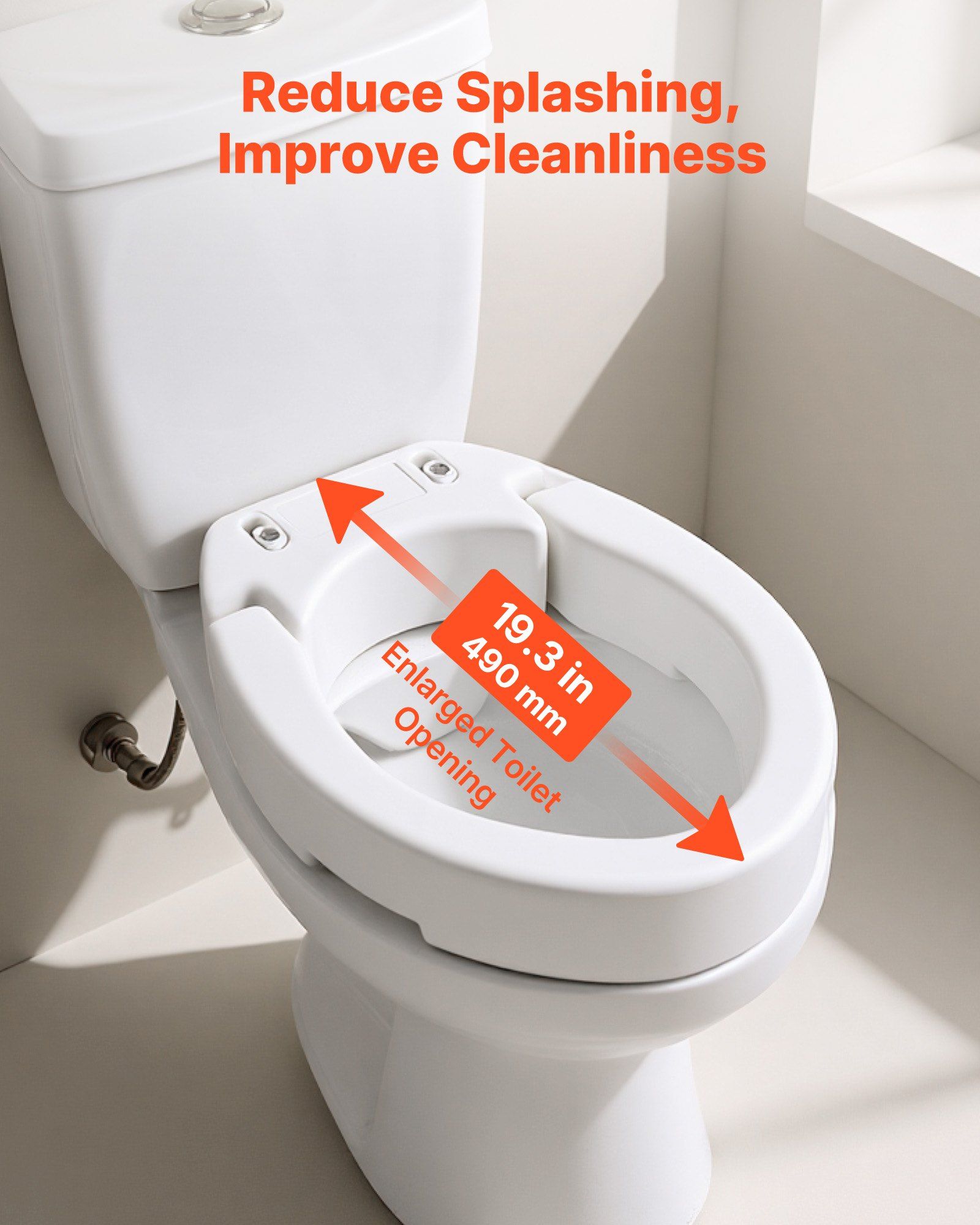 Raised Toilet Seat, 136.1 kg Load Capacity, 88.9 mm Lift Height, Commode Elevated Toilet Seat Riser with Enlarged Opening for Seniors, Elderly, Handicap, Disabled, Adults, Fits Elongated Bowl - Image 5