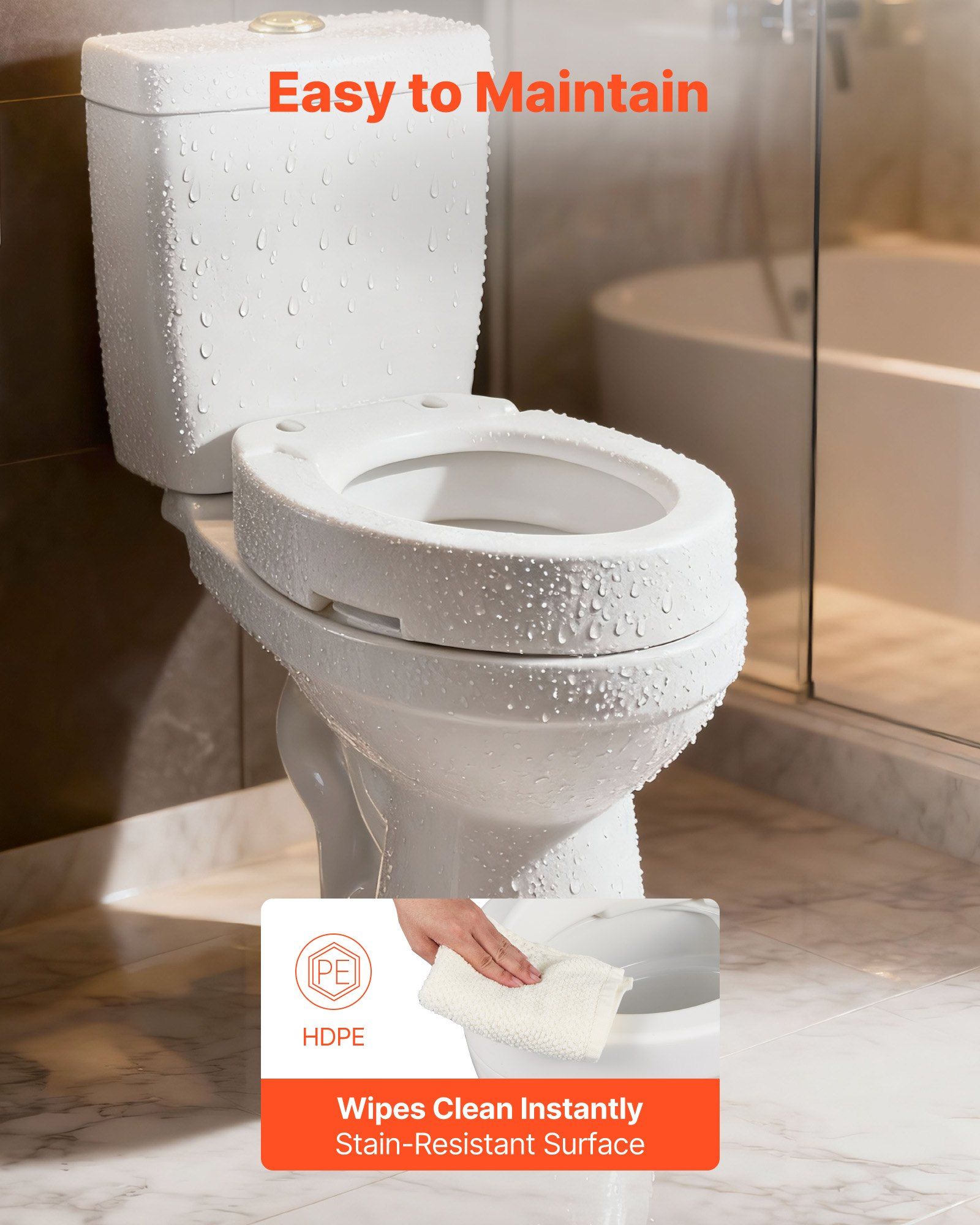 Raised Toilet Seat, 136.1 kg Load Capacity, 88.9 mm Lift Height, Commode Elevated Toilet Seat Riser with Enlarged Opening for Seniors, Elderly, Handicap, Disabled, Adults, Fits Elongated Bowl - Image 6