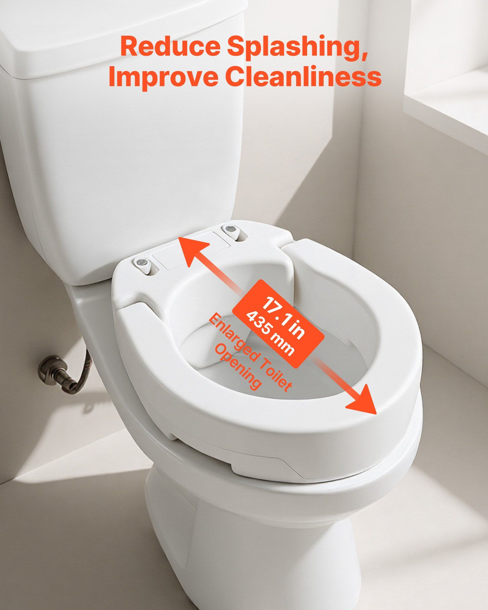 Raised Toilet Seat, 136.1 kg Load Capacity, 88.9 mm Lift Height, Commode Elevated Toilet Seat Riser with Enlarged Opening for Seniors, Elderly, Handicap, Disabled, and Adults, Fits Round Bowl - Image 5