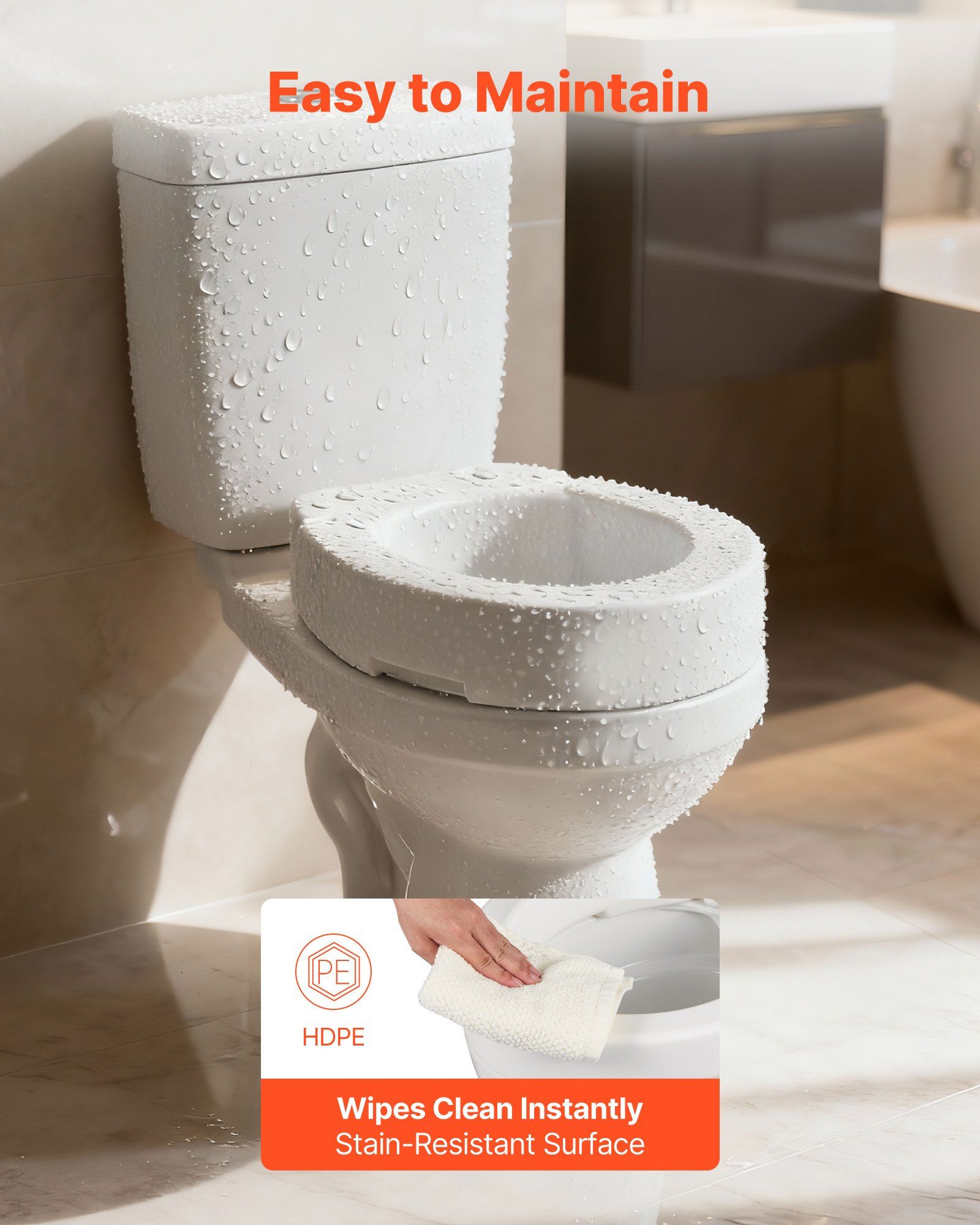 Raised Toilet Seat, 136.1 kg Load Capacity, 88.9 mm Lift Height, Commode Elevated Toilet Seat Riser with Enlarged Opening for Seniors, Elderly, Handicap, Disabled, and Adults, Fits Round Bowl - Image 6