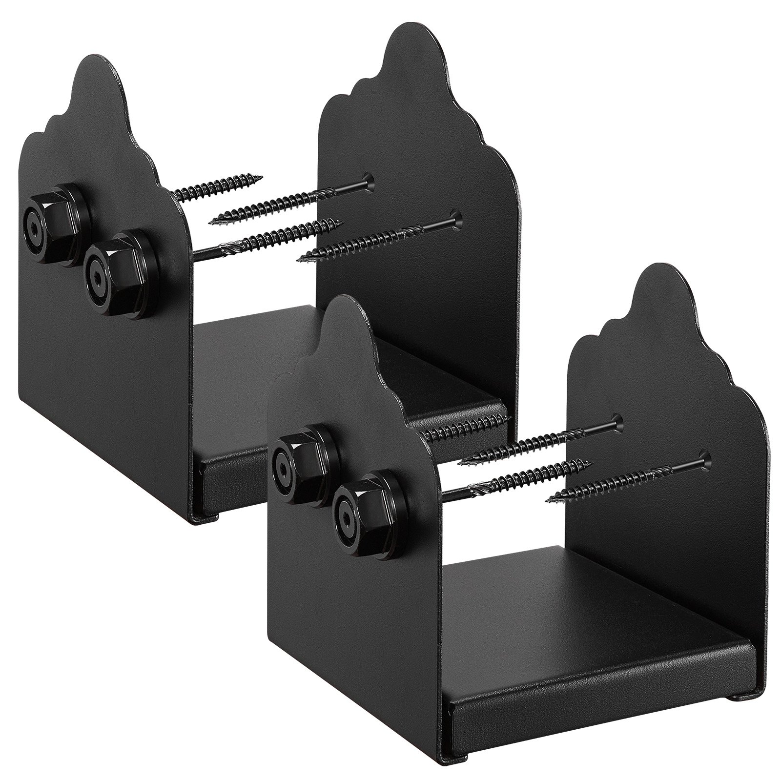 6x6 Post Base 2 Pcs, Inner Size 5.9x5.55 inch / 150x141 mm Post Brackets, Heavy Duty Carbon Steel Decking Posts, Wood Posts Brackets for Pavilion Deck Railing Support Deck Base Plate, Black - Image 1