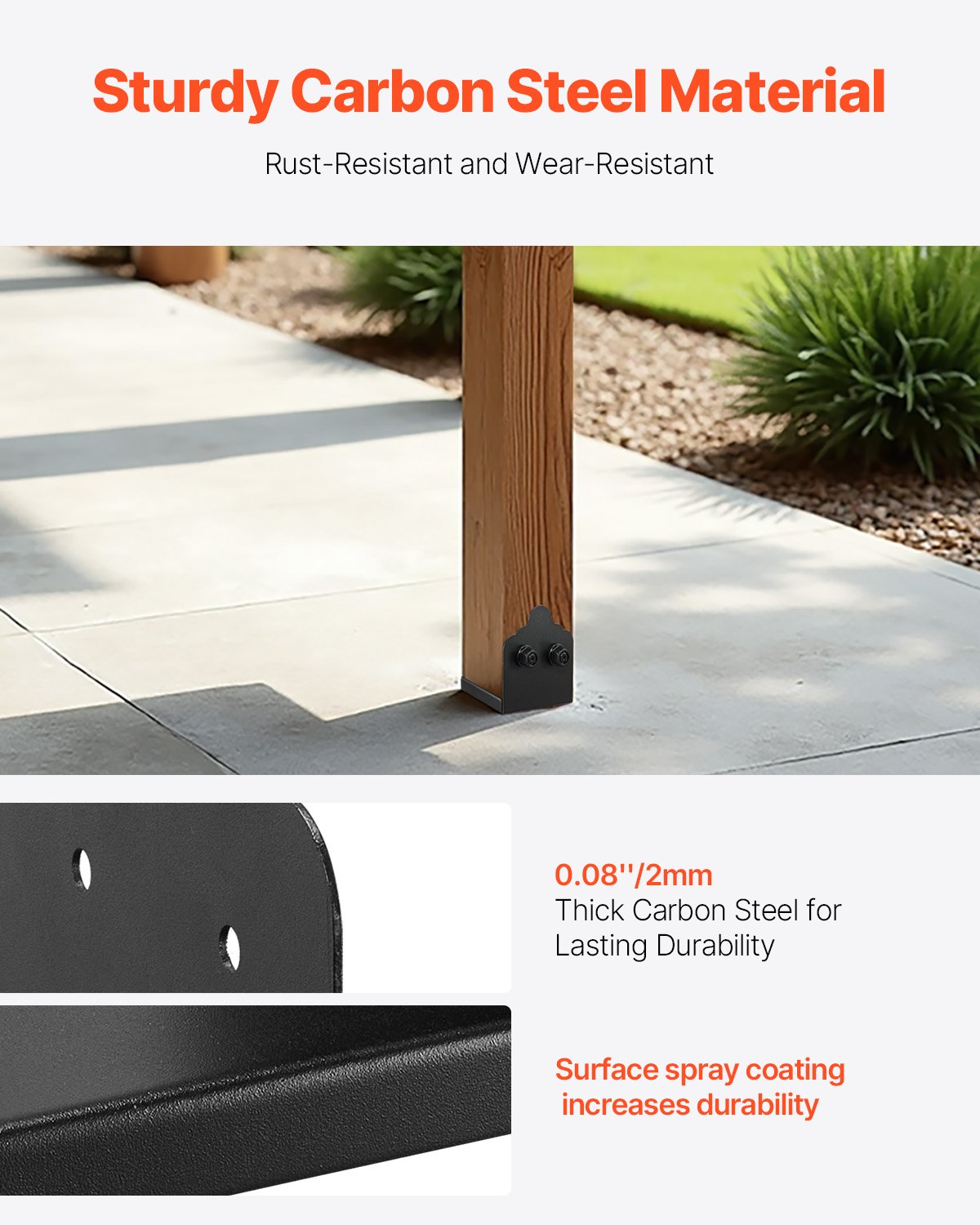 6x6 Post Base 2 Pcs, Inner Size 5.9x5.55 inch / 150x141 mm Post Brackets, Heavy Duty Carbon Steel Decking Posts, Wood Posts Brackets for Pavilion Deck Railing Support Deck Base Plate, Black - Image 3