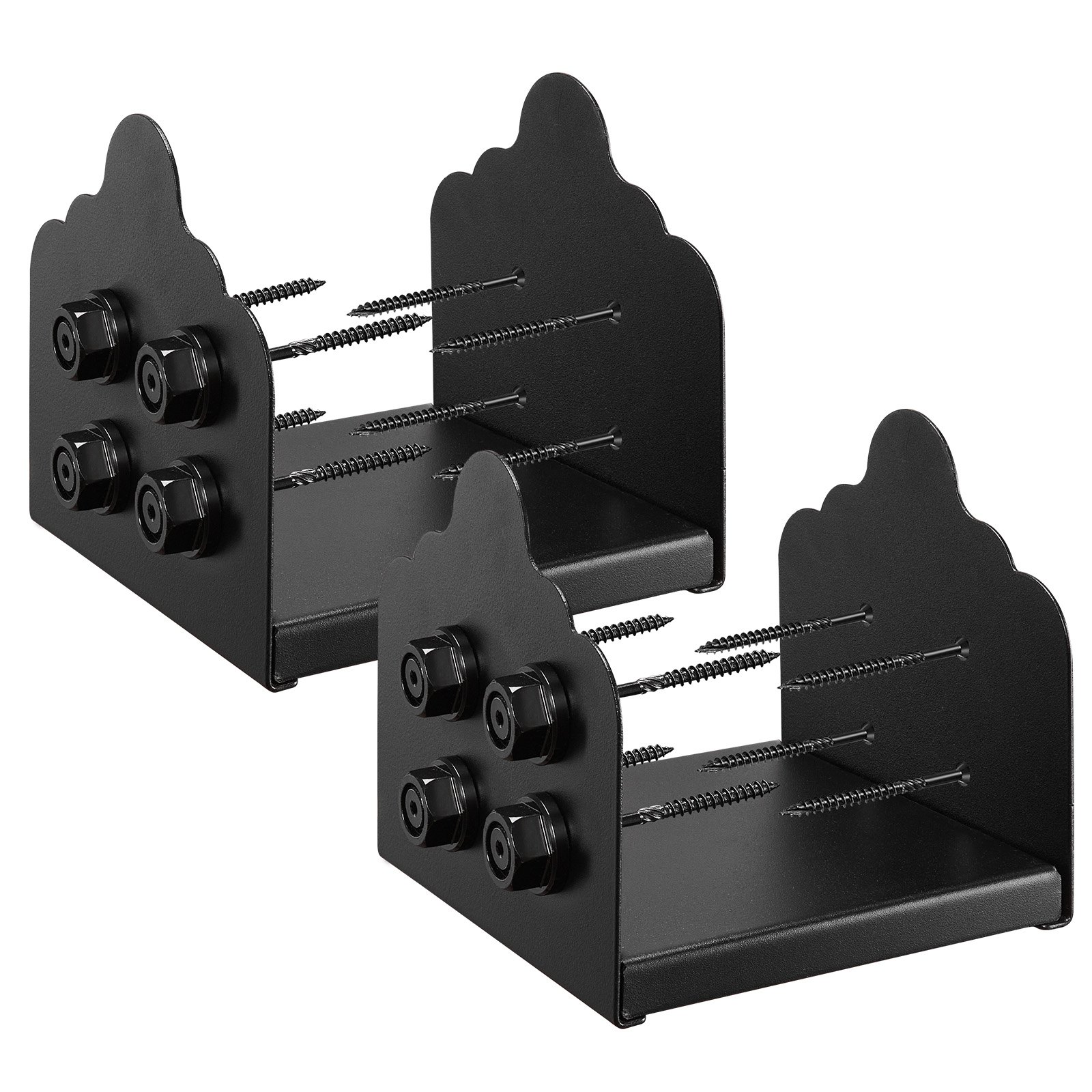 8x8 Post Base 2 Pcs, Inner Size 7.9x7.5 inch / 200x190 mm Post Brackets, Heavy Duty Carbon Steel Decking Posts, Wood Posts Brackets for Pavilion Deck Railing Support Deck Base Plate, Black - Image 1