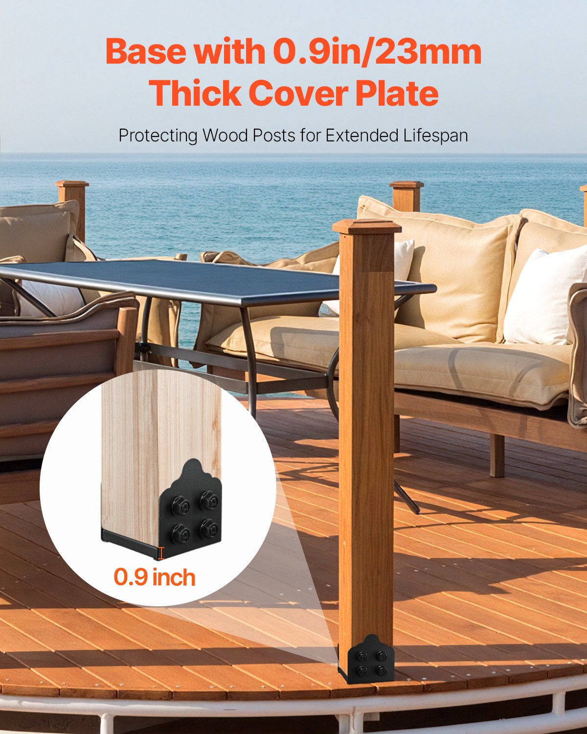 8x8 Post Base 2 Pcs, Inner Size 7.9x7.5 inch / 200x190 mm Post Brackets, Heavy Duty Carbon Steel Decking Posts, Wood Posts Brackets for Pavilion Deck Railing Support Deck Base Plate, Black - Image 5