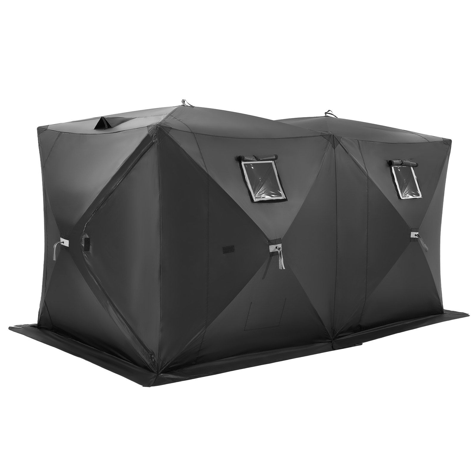 Portable Ice Shelter, 6-8 Person Pop-Up Ice Fishing Tent, 70 Square Feet Fishable Area, Ice Shanty for Winter Fishing, Waterproof Oxford Ice Cube with Anchors/Ropes/Carrying Bag, 142