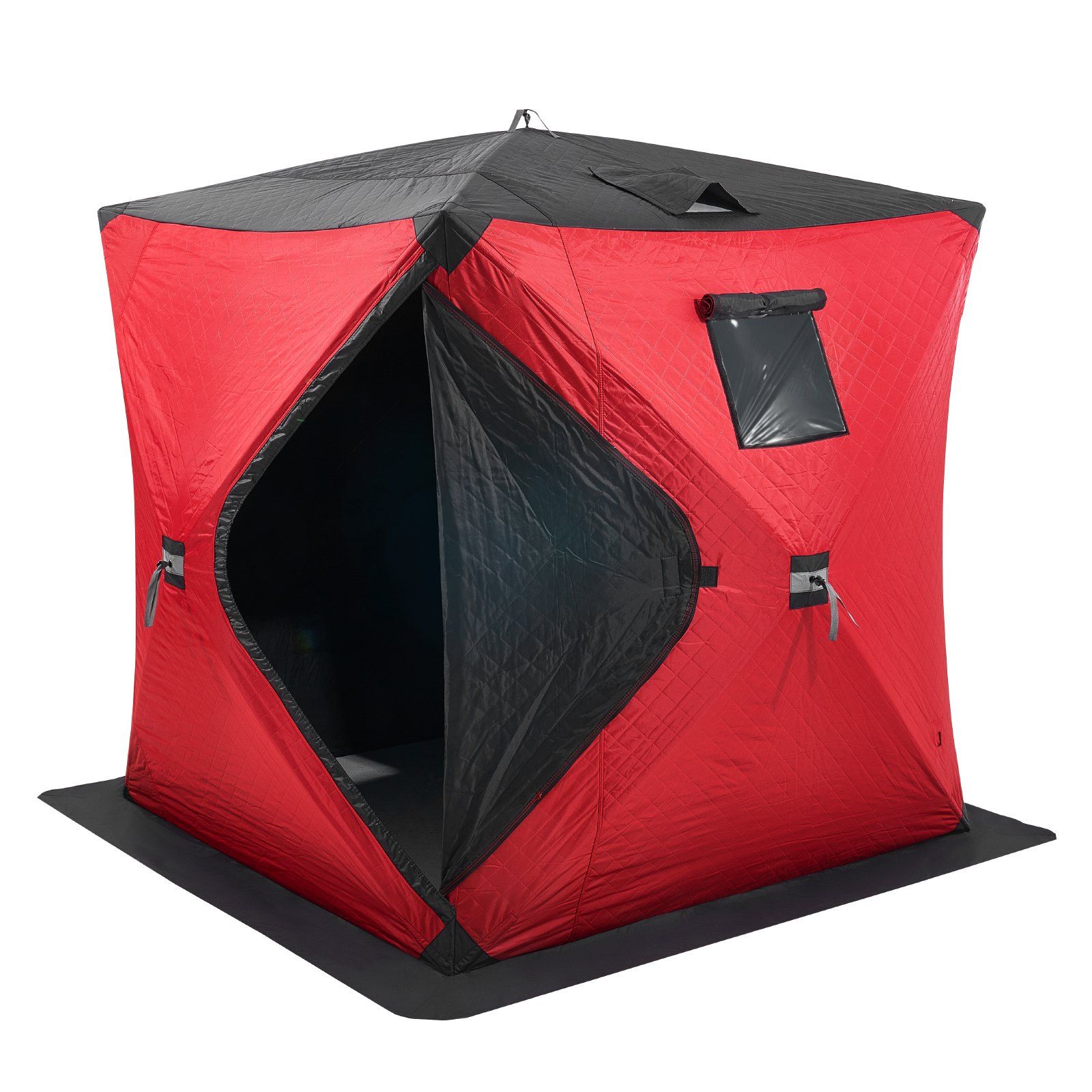 Portable Ice Shelter, 3-4 Person Insulated Pop-Up Ice Fishing Tent, 35 Square Feet Fishable Area, Thermal Ice Shanty for Winter Fishing, Ice Cube with Anchors, Ropes, Carrying Bag, 71