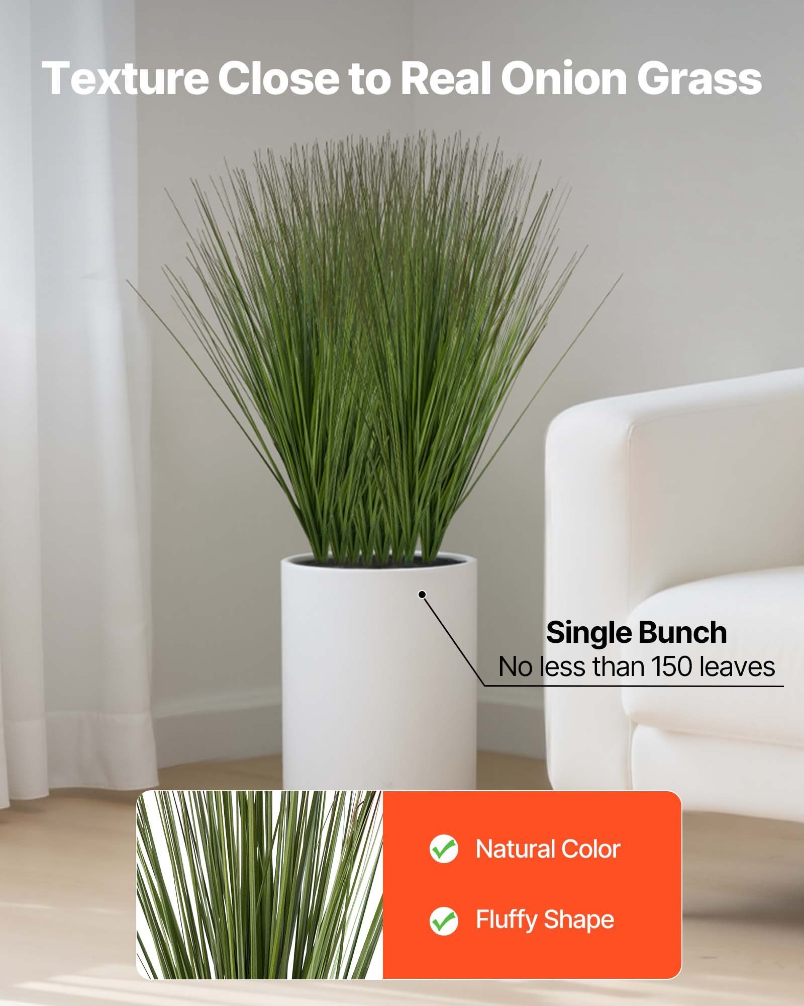 Artificial Grass Plant, 686mm Faux Onion Grass Fake Greenery Shrubs Plant, Premium PVC for Indoor Outdoor House Home Garden Office Room Décor, Housewarming, 8 Pack Green - Image 3