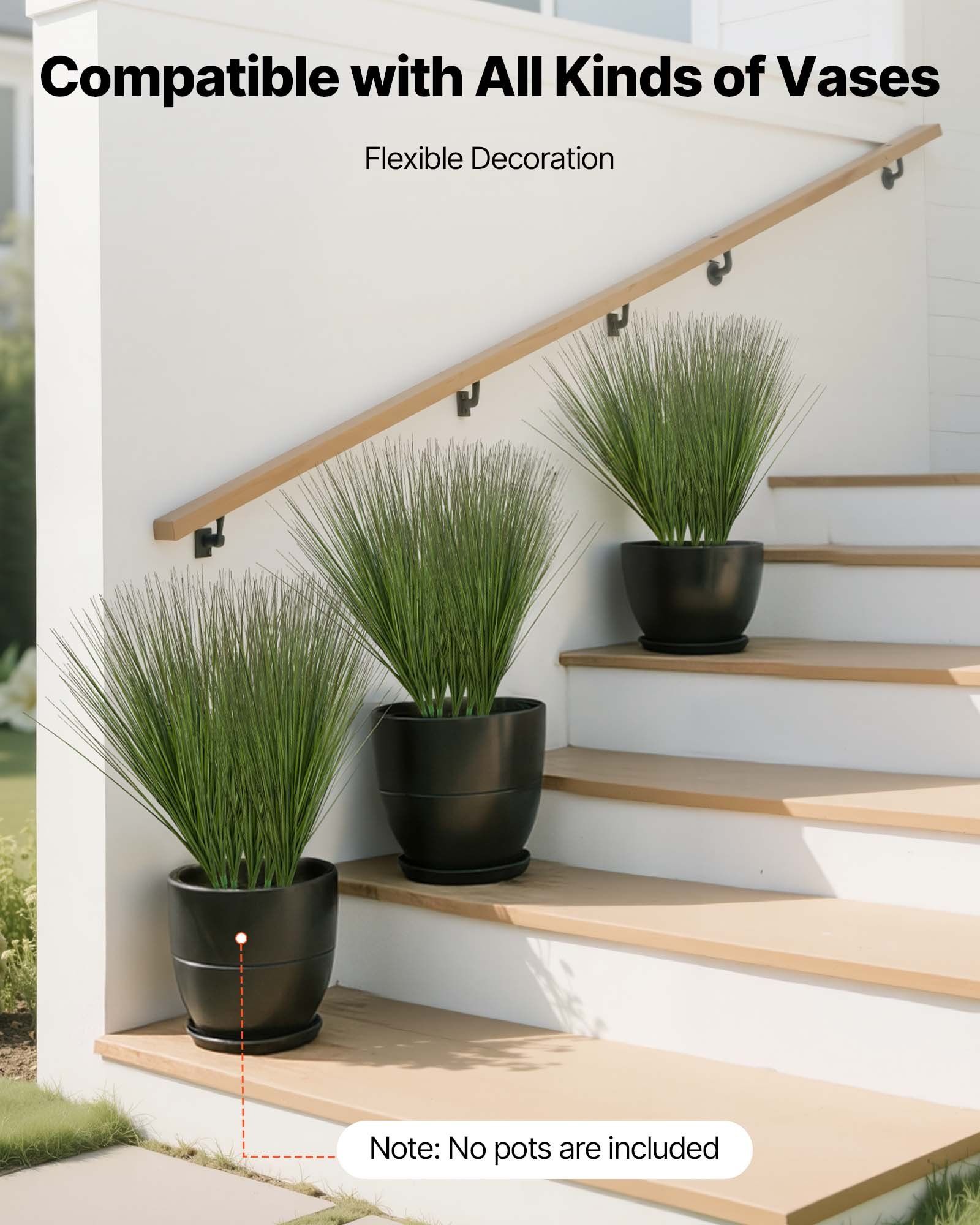 Artificial Grass Plant, 686mm Faux Onion Grass Fake Greenery Shrubs Plant, Premium PVC for Indoor Outdoor House Home Garden Office Room Décor, Housewarming, 8 Pack Green - Image 6