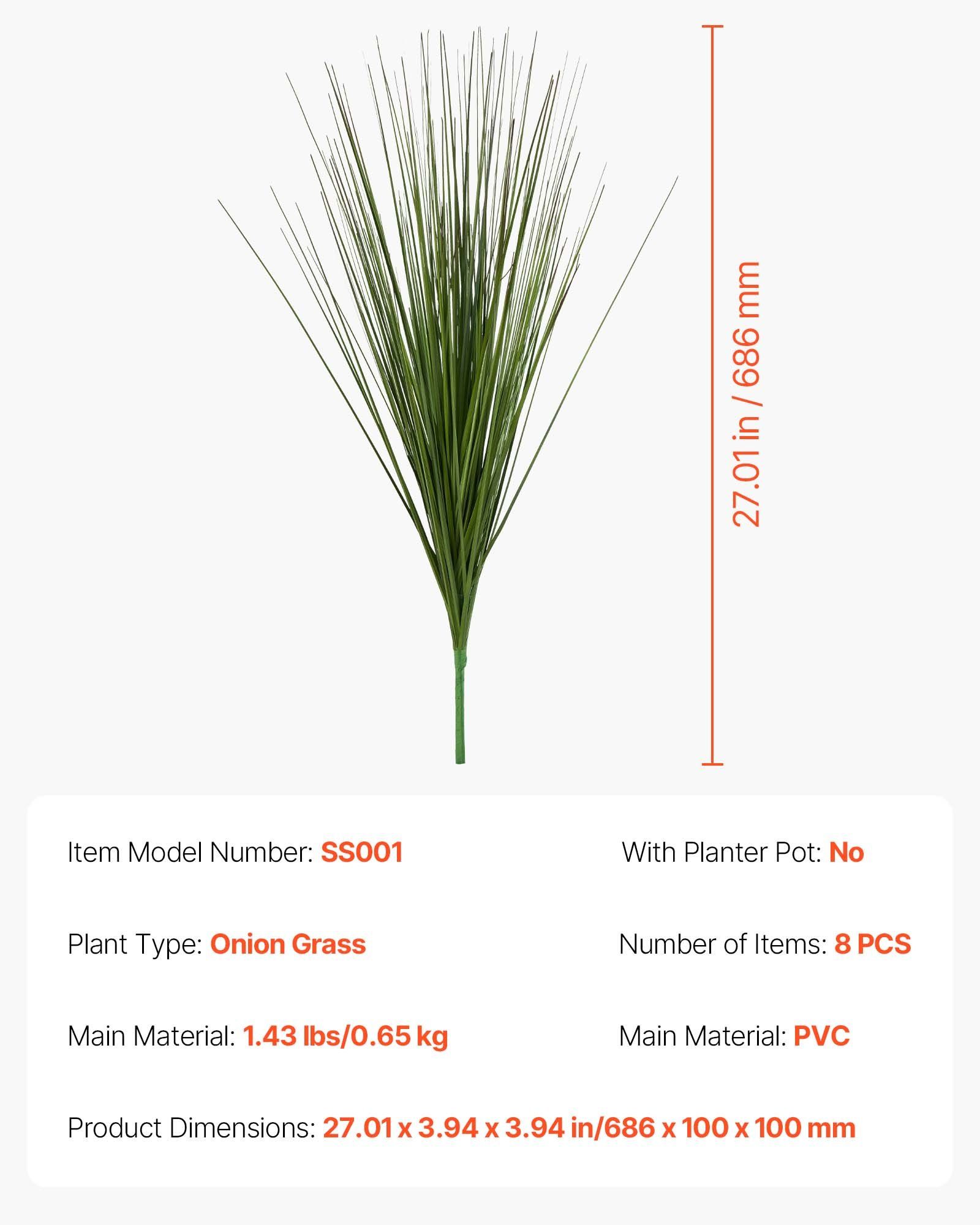 Artificial Grass Plant, 686mm Faux Onion Grass Fake Greenery Shrubs Plant, Premium PVC for Indoor Outdoor House Home Garden Office Room Décor, Housewarming, 8 Pack Green - Image 7