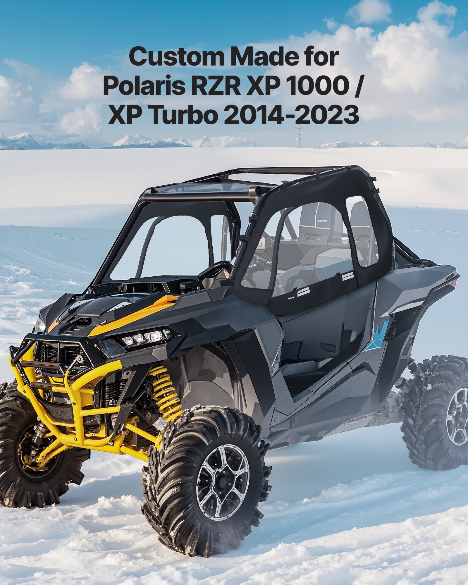 Cab Enclosure Upper Doors, Compatible with Polaris RZR XP 1000/XP Turbo 2014-2023, Soft Upper Doors, Windproof Upgraded Zipper UTV Soft Side Window Kit, Work with Side Mirrors and Windshields - Image 2