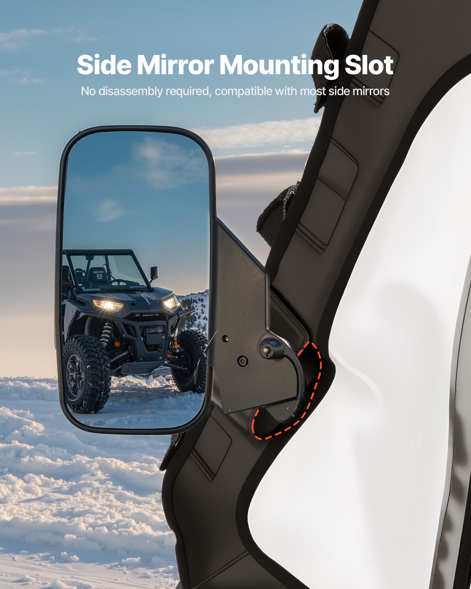 Cab Enclosure Upper Doors, Compatible with Polaris RZR XP 1000/XP Turbo 2014-2023, Soft Upper Doors, Windproof Upgraded Zipper UTV Soft Side Window Kit, Work with Side Mirrors and Windshields - Image 5