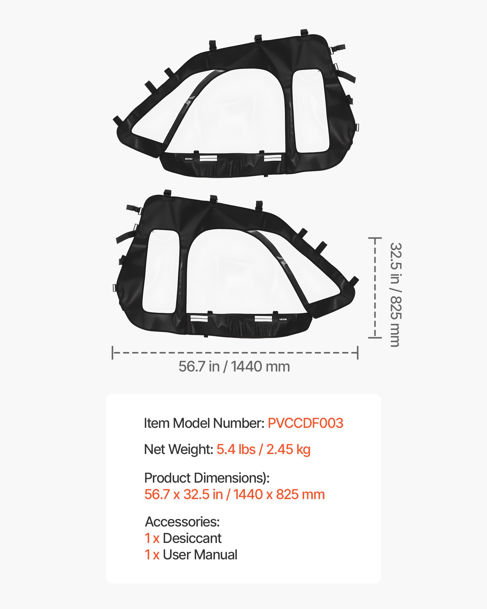 Cab Enclosure Upper Doors, Compatible with Polaris RZR XP 1000/XP Turbo 2014-2023, Soft Upper Doors, Windproof Upgraded Zipper UTV Soft Side Window Kit, Work with Side Mirrors and Windshields - Image 7