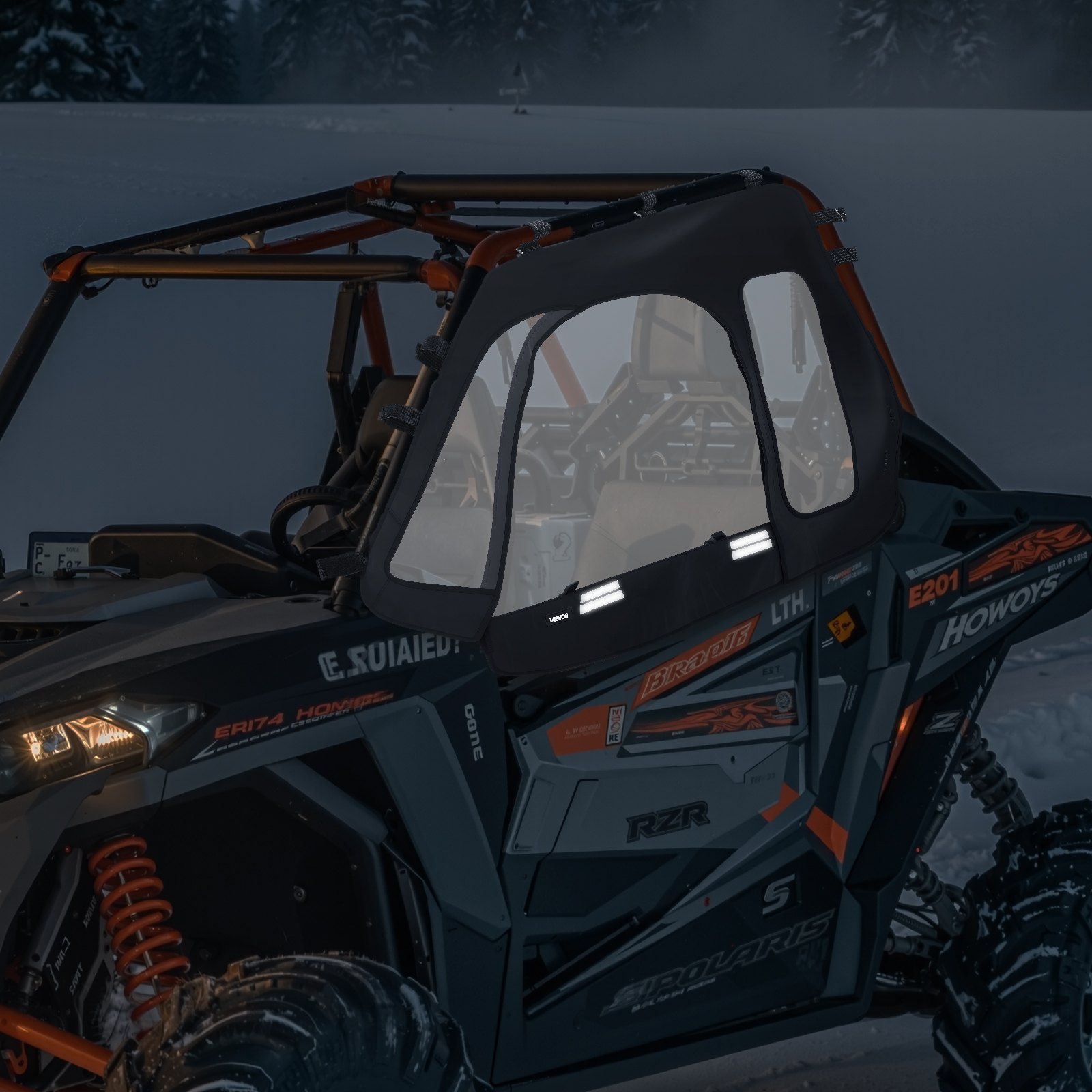 Cab Enclosure Upper Doors, Compatible with Polaris RZR XP 1000/XP Turbo 2014-2023, Soft Upper Doors, Windproof Upgraded Zipper UTV Soft Side Window Kit, Work with Side Mirrors and Windshields - Image 8
