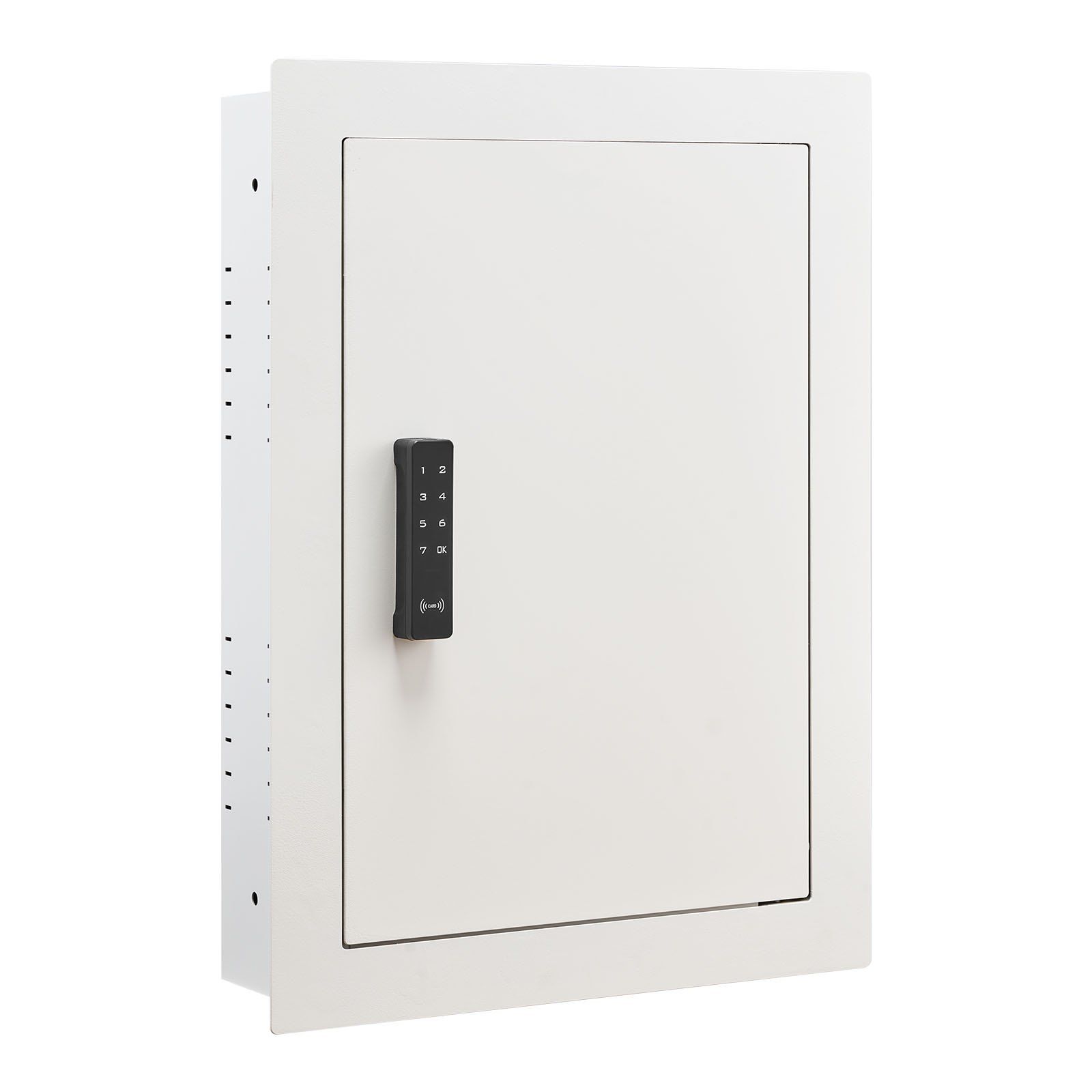 0.83 sq.ft Wall Safe, 3-Tier Hidden Wall Safe with Password, Key & Turning Knob, Q235 Cold-Rolled Steel In-Wall Box with Adjustable Shelves & Mounting Holes for Money, Jewelry, Passport, White - Image 1
