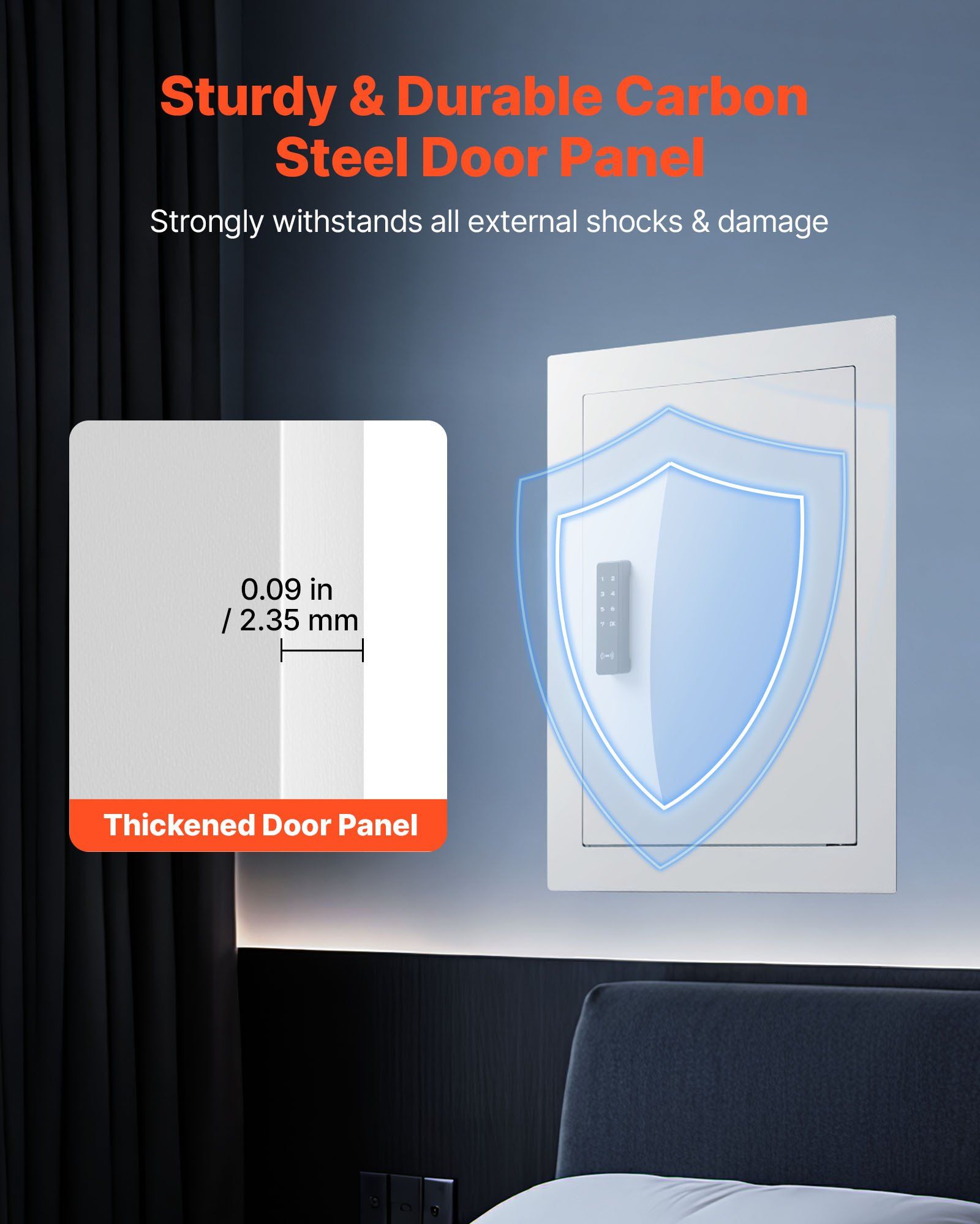 0.83 sq.ft Wall Safe, 3-Tier Hidden Wall Safe with Password, Key & Turning Knob, Q235 Cold-Rolled Steel In-Wall Box with Adjustable Shelves & Mounting Holes for Money, Jewelry, Passport, White - Image 3