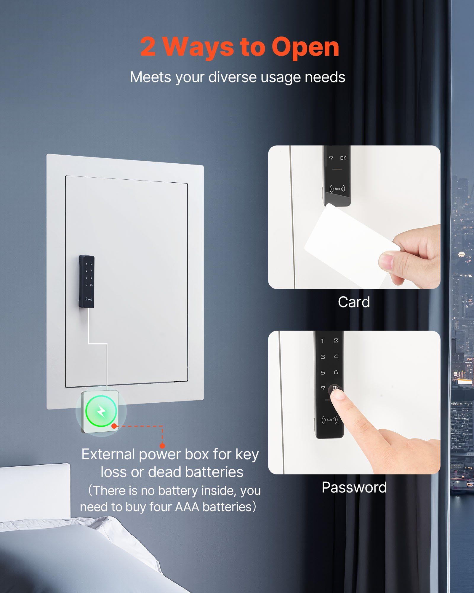 0.83 sq.ft Wall Safe, 3-Tier Hidden Wall Safe with Password, Key & Turning Knob, Q235 Cold-Rolled Steel In-Wall Box with Adjustable Shelves & Mounting Holes for Money, Jewelry, Passport, White - Image 4