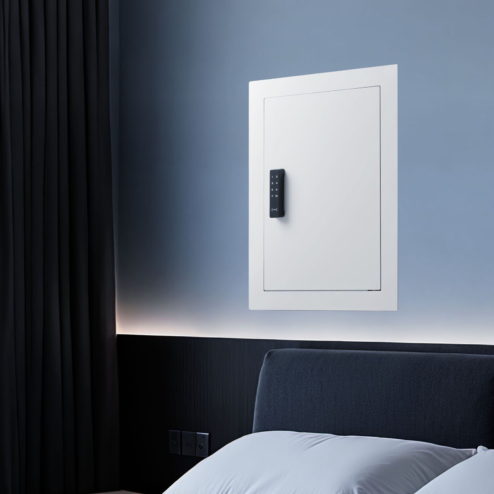 0.83 sq.ft Wall Safe, 3-Tier Hidden Wall Safe with Password, Key & Turning Knob, Q235 Cold-Rolled Steel In-Wall Box with Adjustable Shelves & Mounting Holes for Money, Jewelry, Passport, White - Image 8
