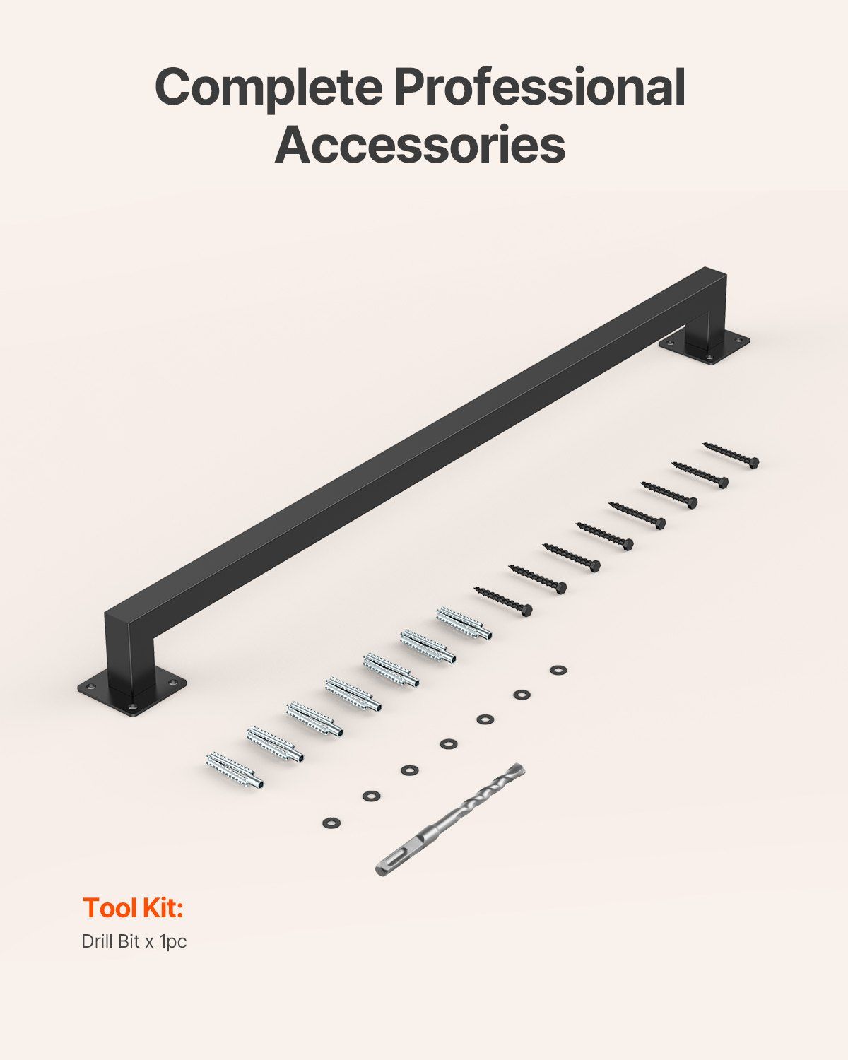 Wall Mounted Stair Handrail, 910mm Black Iron Staircase Handrail Indoor, 113kg Load Capacity, Industrial Railing Hand Rail for Steps,  Square Tube for Loft Porch Deck, 2 Sections - Image 6